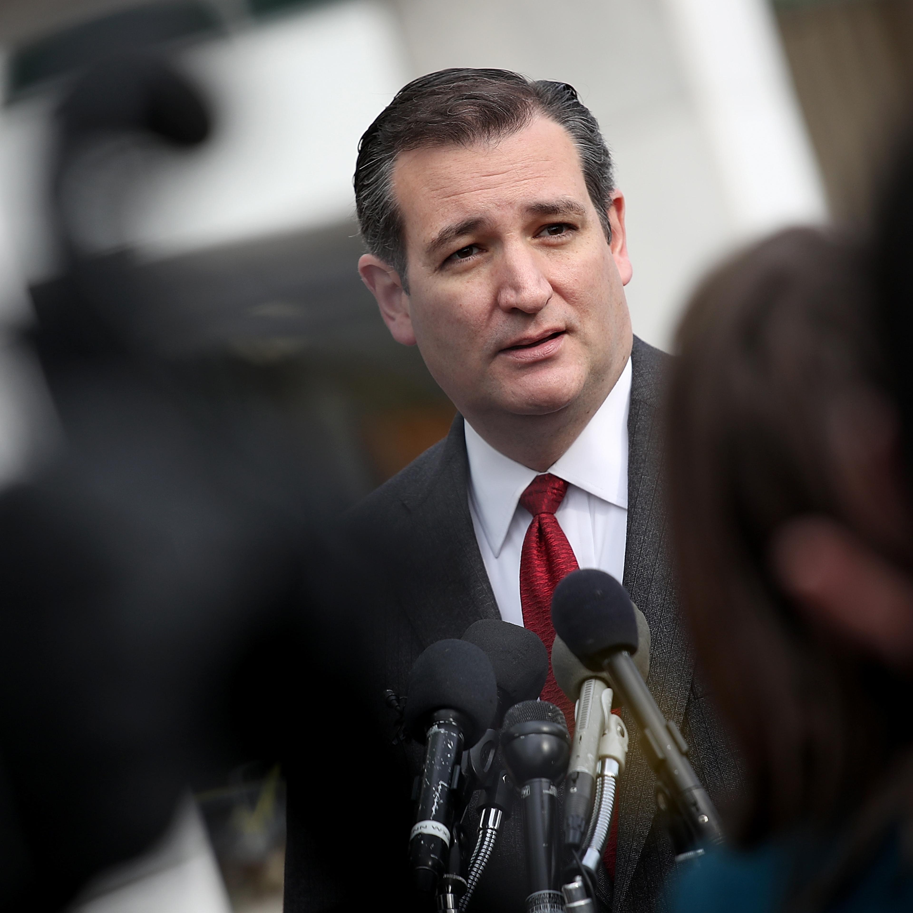 Republican presidential candidate Sen. Ted Cruz (R-TX) addresses the bombings in Brussels during remarks in Washington, D.C., on March 22, 2016.
