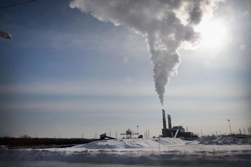 Smoke rises from a coal-fired power plant