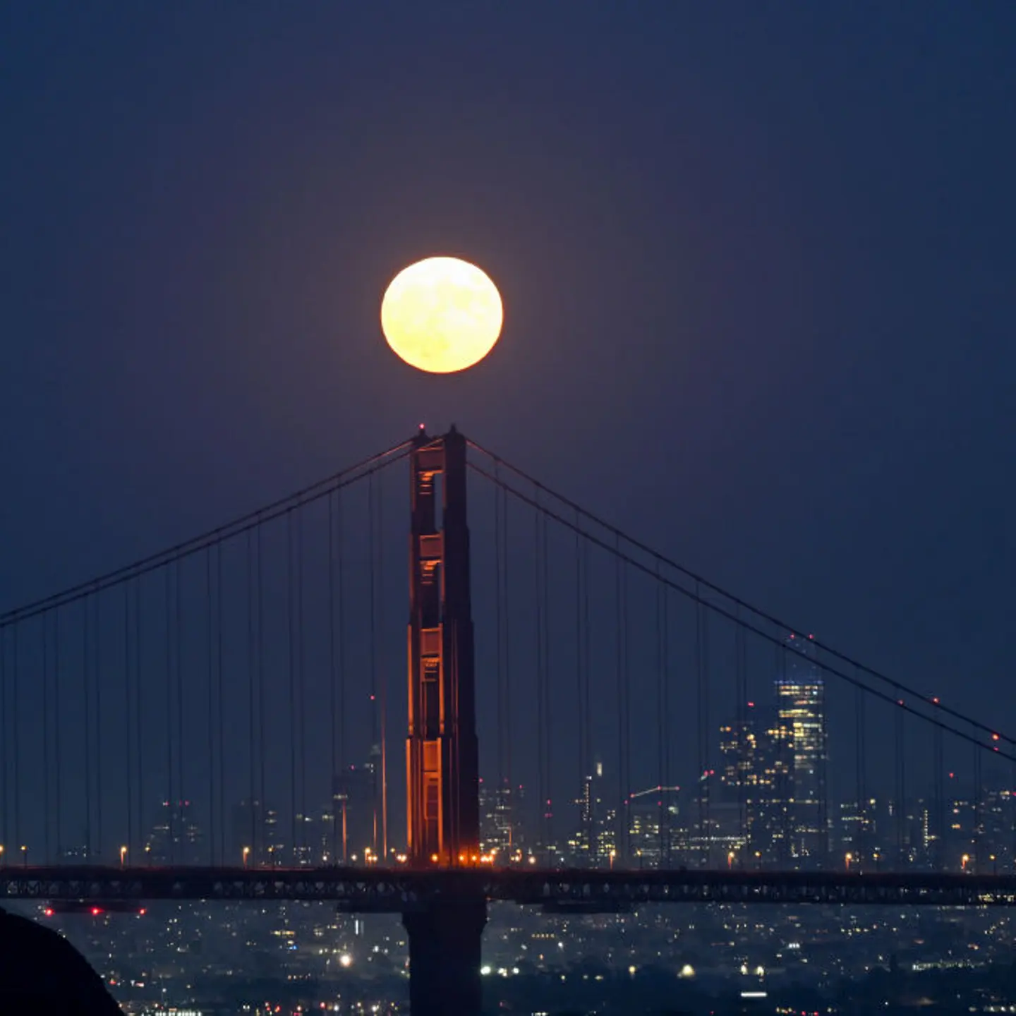 Super moon rises over Golden in San Francisco