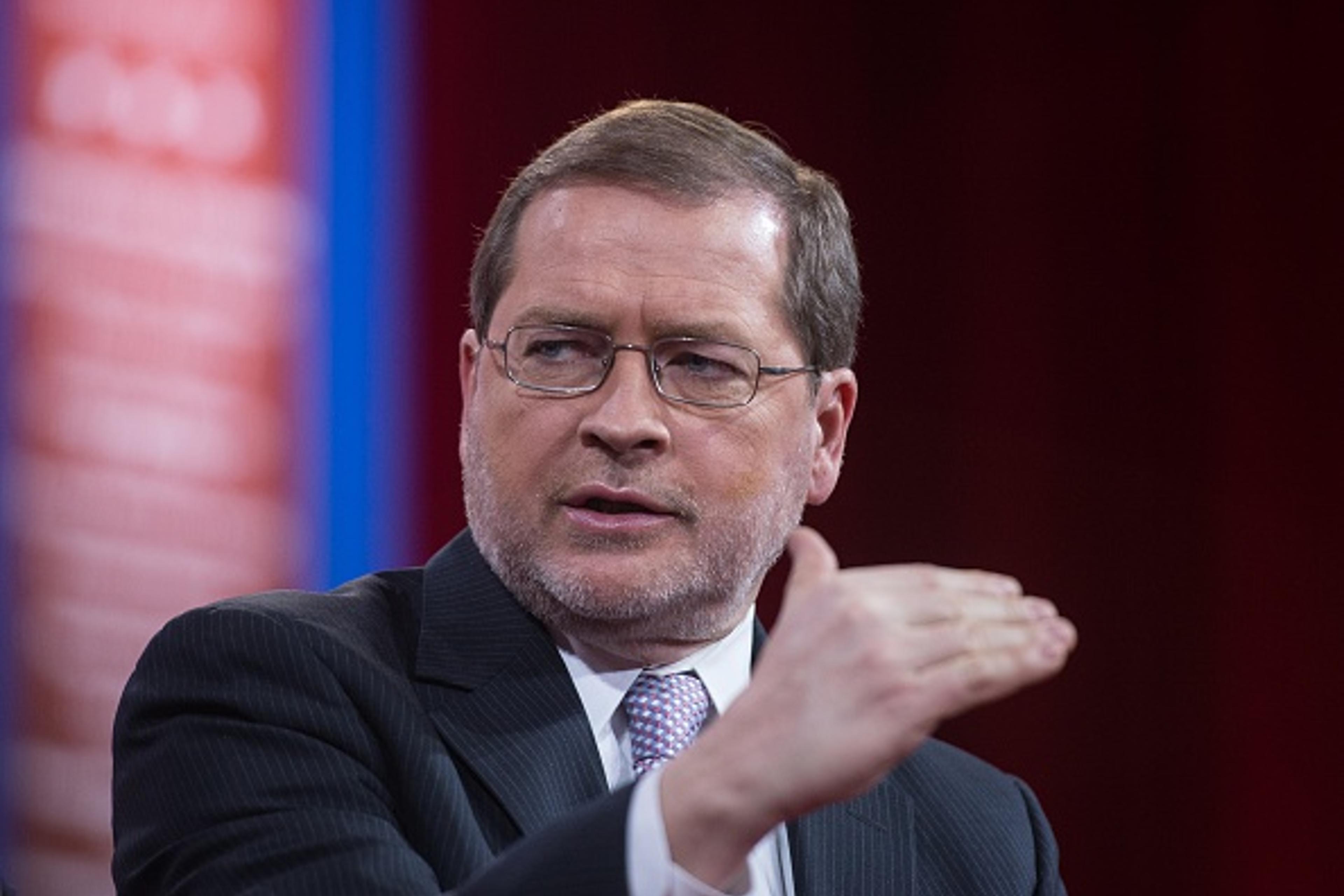 Grover Norquist, founder and president of Americans for Tax Reform, participates in a session on "Strategic Communication" at the annual Conservative Political Action Conference (CPAC) at National Harbor, Maryland, outside Washington, on February 26, 201
