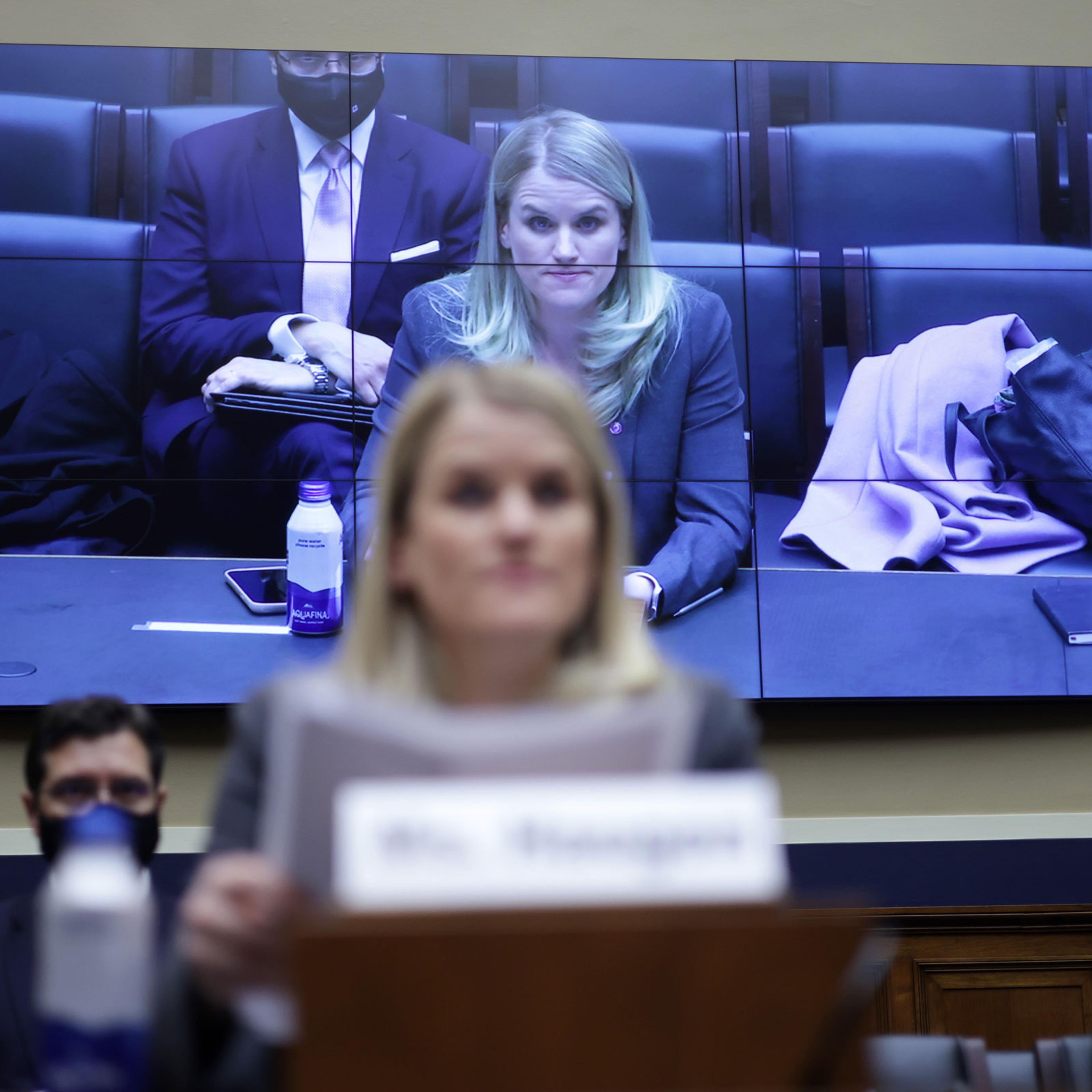 Frances Haugen testifies during a hearing before the Communications and Technology Subcommittee