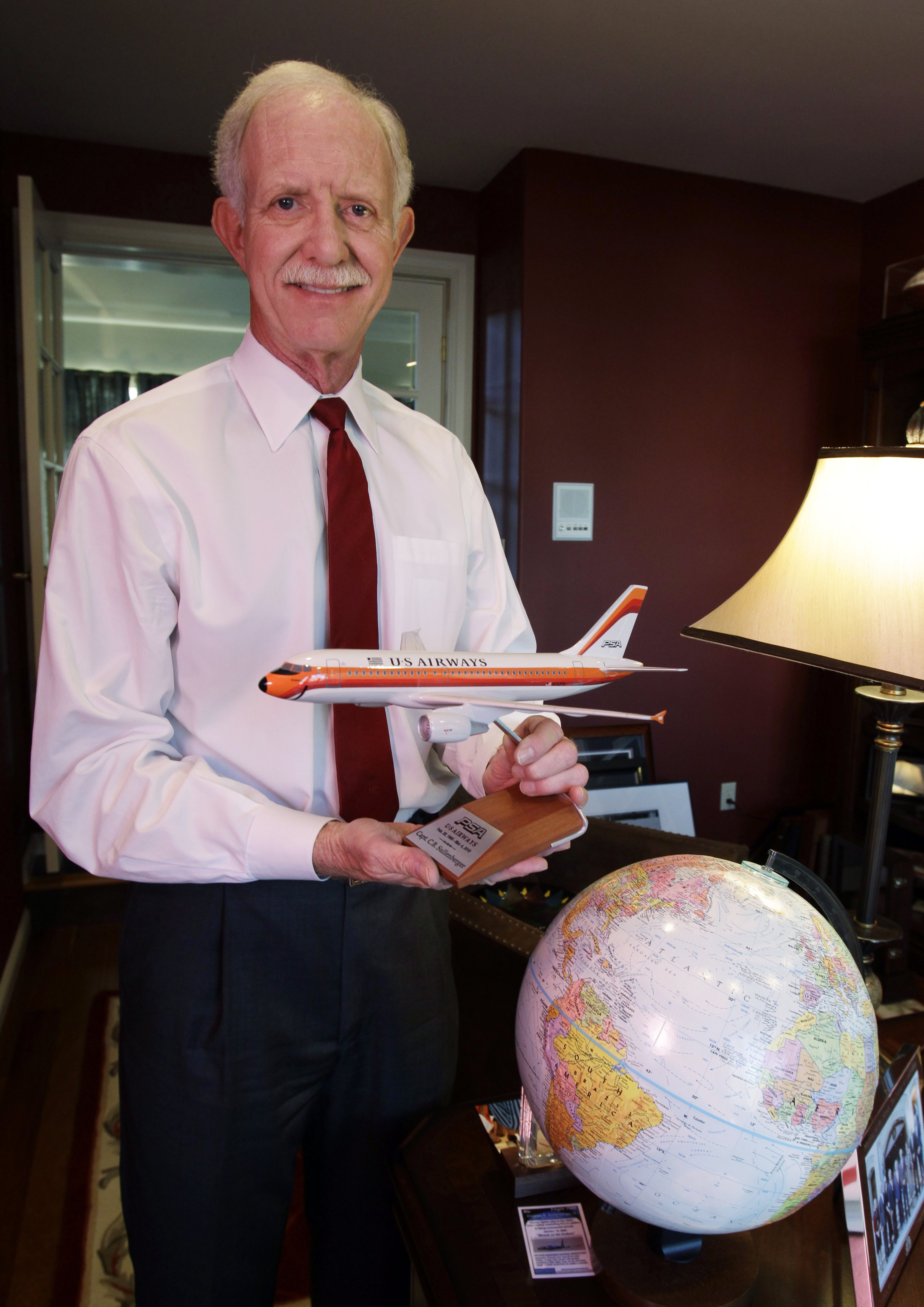 Chesley "Sully" Sullenberger captain of the US Airways flight #5149 that landed in New York's Hudson River in 2009, poses in his office at his home in Danville, Calif on Jan. 10. 2011.