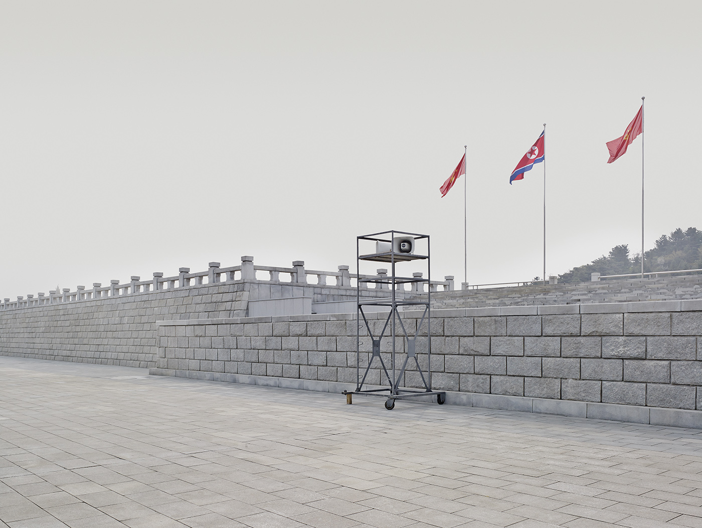 Kumsusan Palace of the SunA loudspeaker sits outside this building which originally functioned as the seat of government under Kim Il Sung (1912-1994), and today acts as his mausoleum, as well as that of his son, Kim Jong Il (1941-2011). These sorts of l