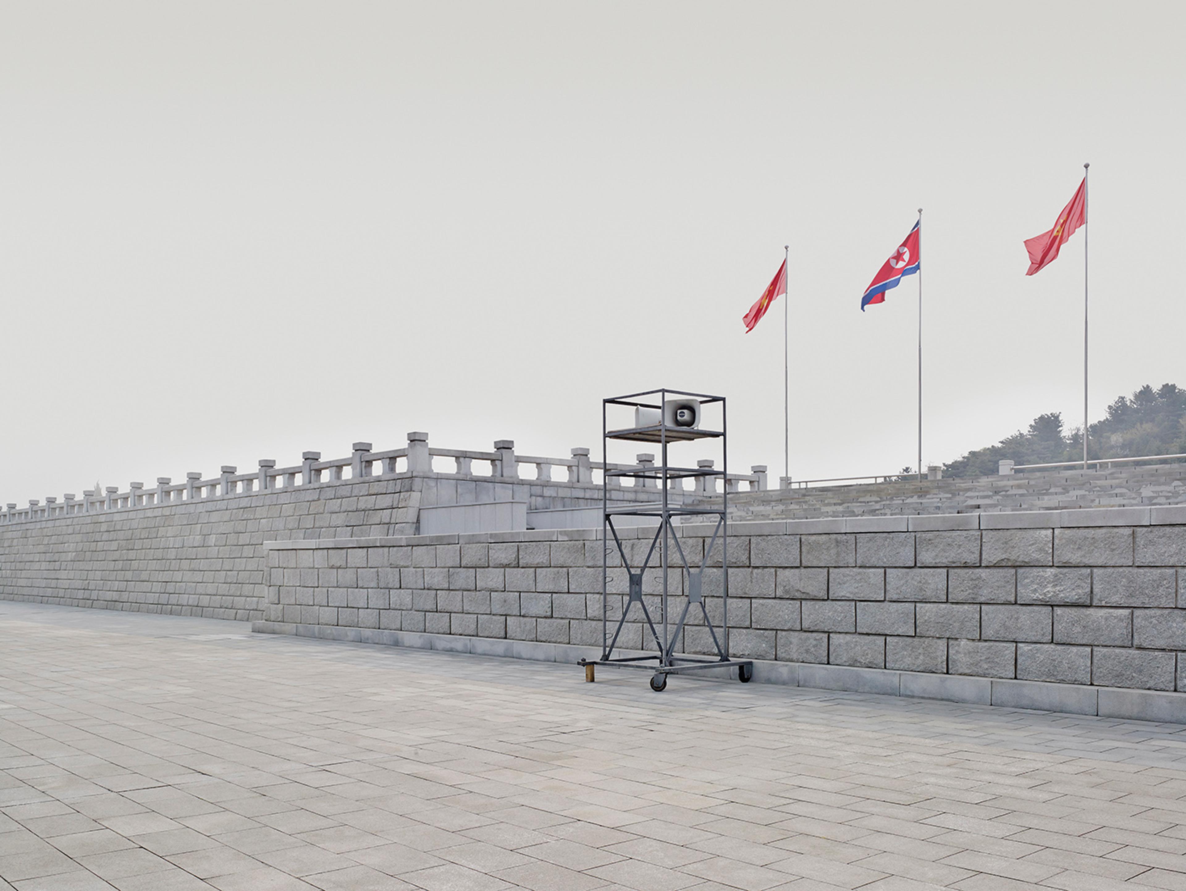 Kumsusan Palace of the SunA loudspeaker sits outside this building which originally functioned as the seat of government under Kim Il Sung (1912-1994), and today acts as his mausoleum, as well as that of his son, Kim Jong Il (1941-2011). These sorts of l