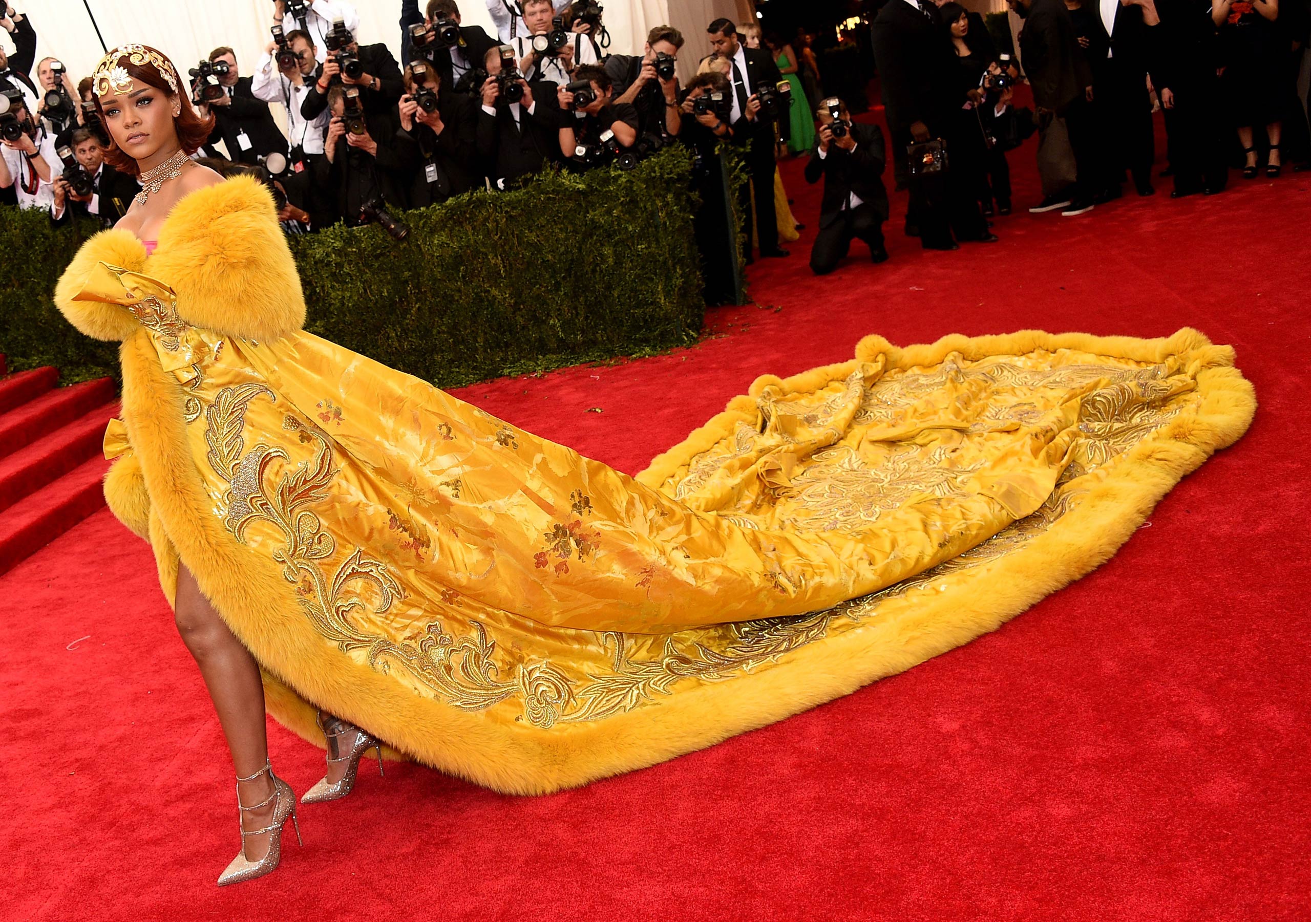 orange dress met gala Ashley Olson at the 2013 Met Gala. Dress by Dior Couture