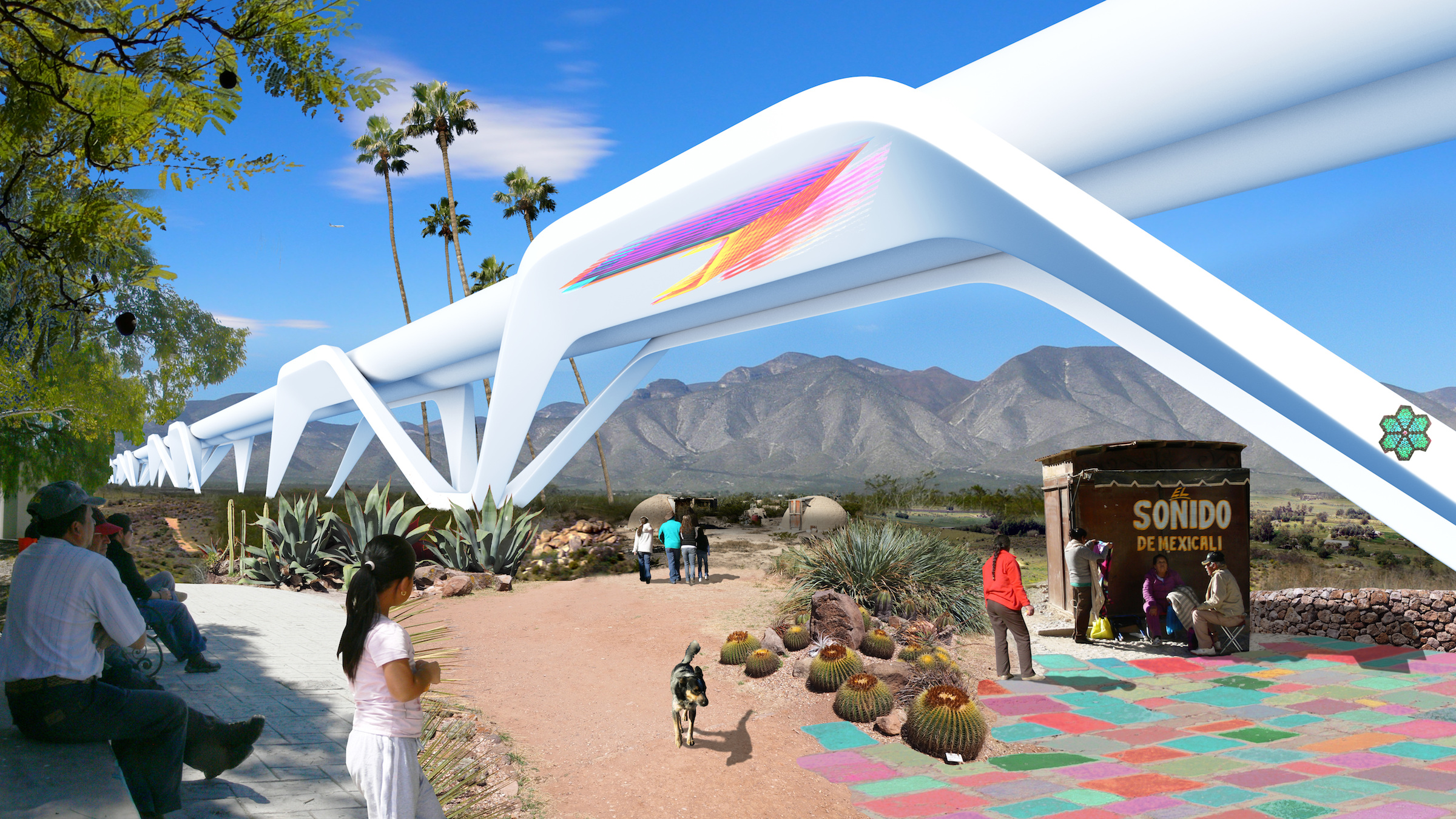 An image of the hyperloop included in the Otra Nation proposal. Photo Courtesy of the Otra Nation