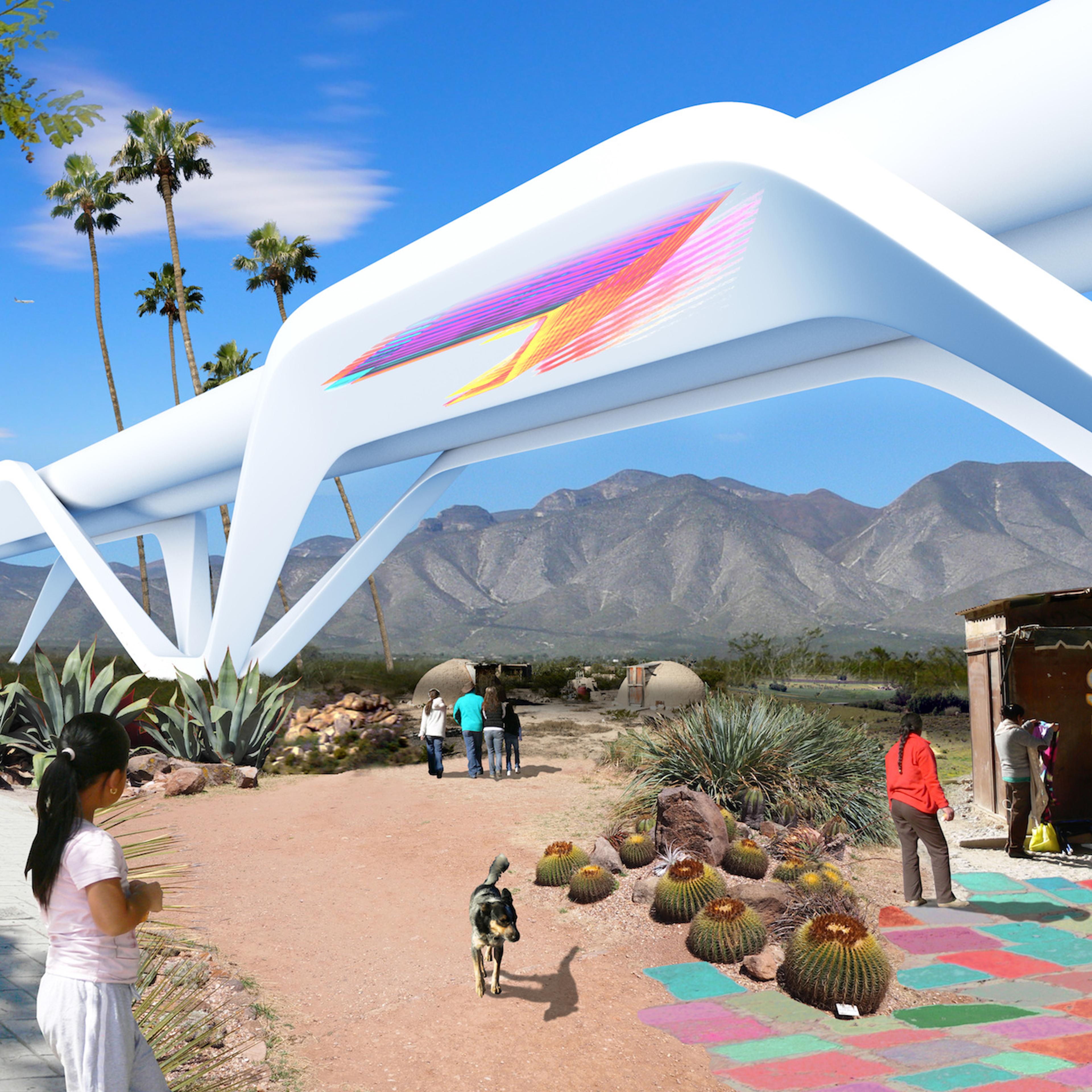 An image of the hyperloop included in the Otra Nation proposal. Photo Courtesy of the Otra Nation