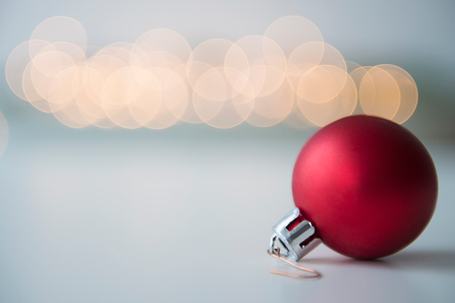 Studio shot of red bauble