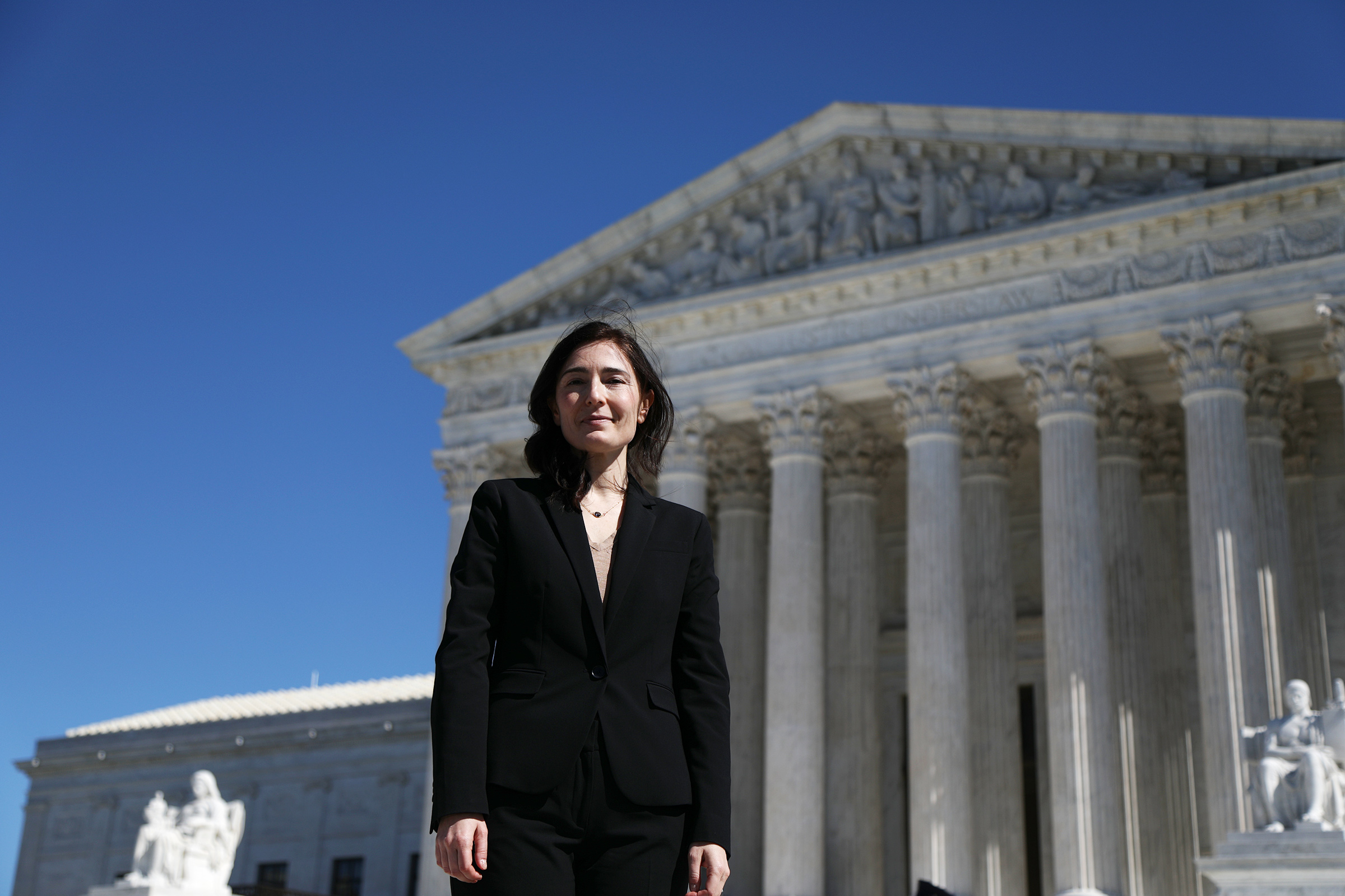 Julie Rikelman after arguing in front of the Supreme Court for June Medical Services v. Russo on March 4, 2020.