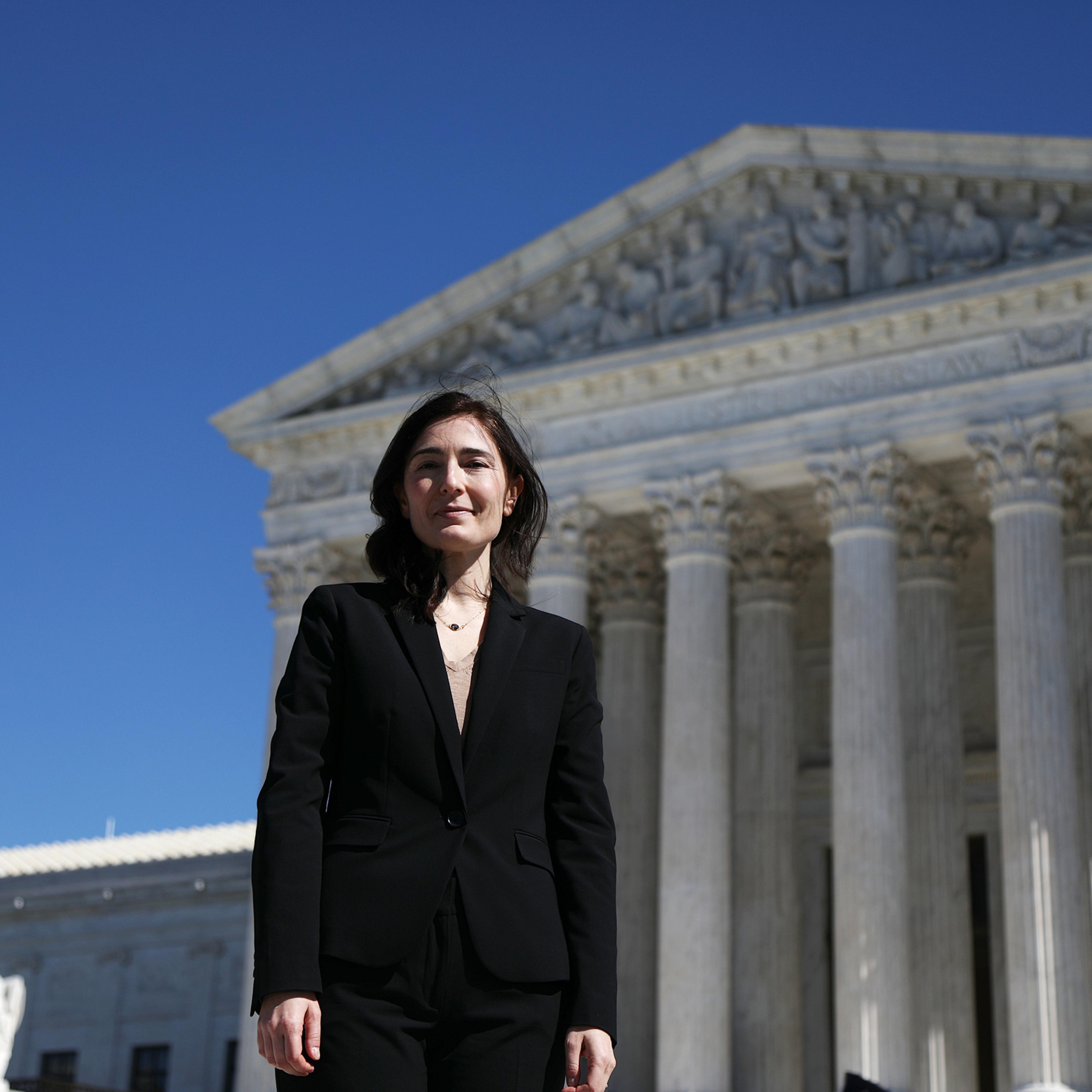 Julie Rikelman after arguing in front of the Supreme Court for June Medical Services v. Russo on March 4, 2020.