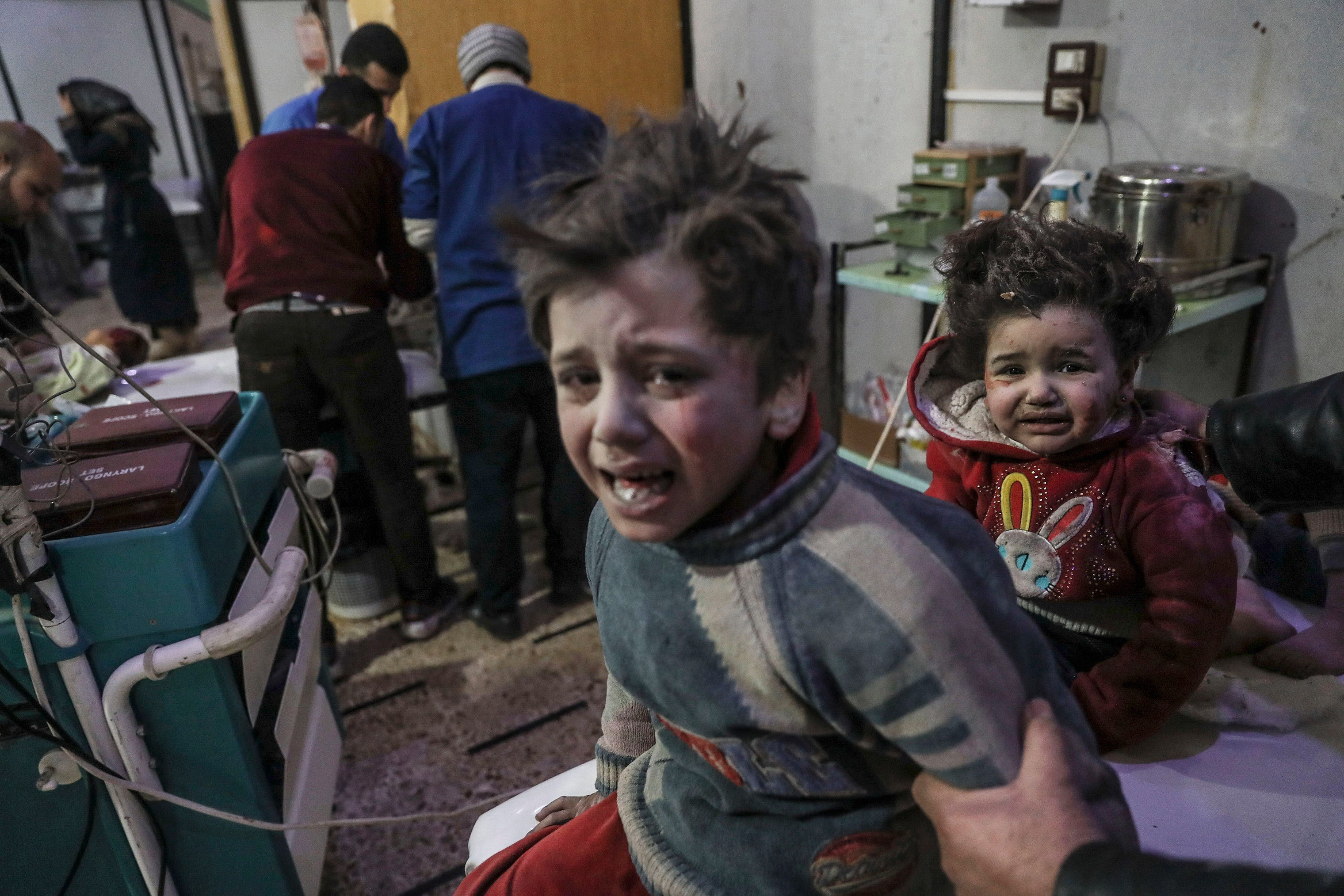 Syria chemical attack photos children Douma Damascus eastern Ghoouta