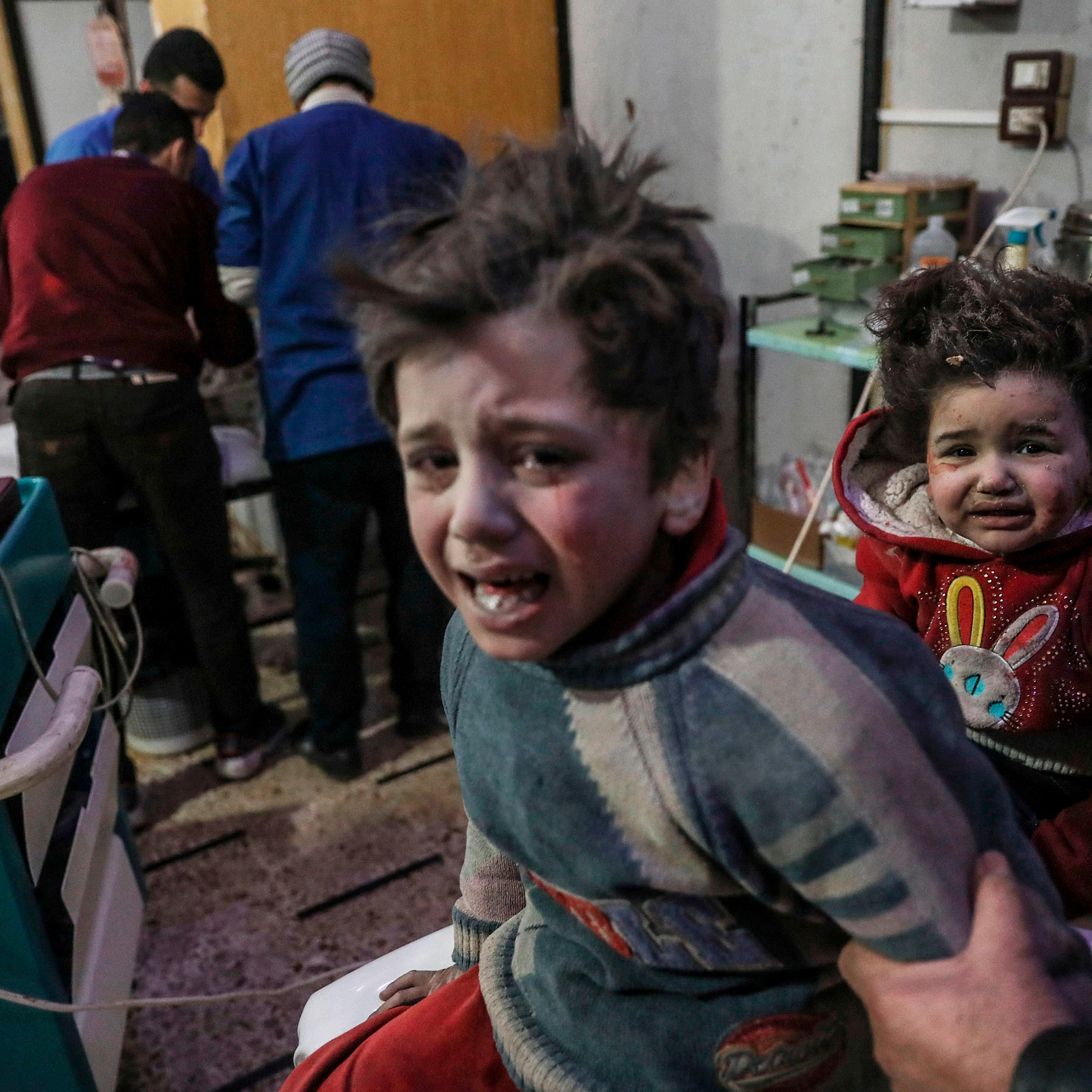 Syria chemical attack photos children Douma Damascus eastern Ghoouta