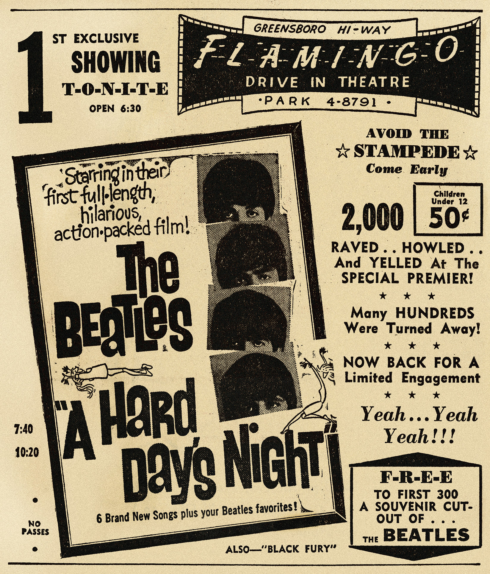 A Hard Day's Night newspaper advertisement, 1964.