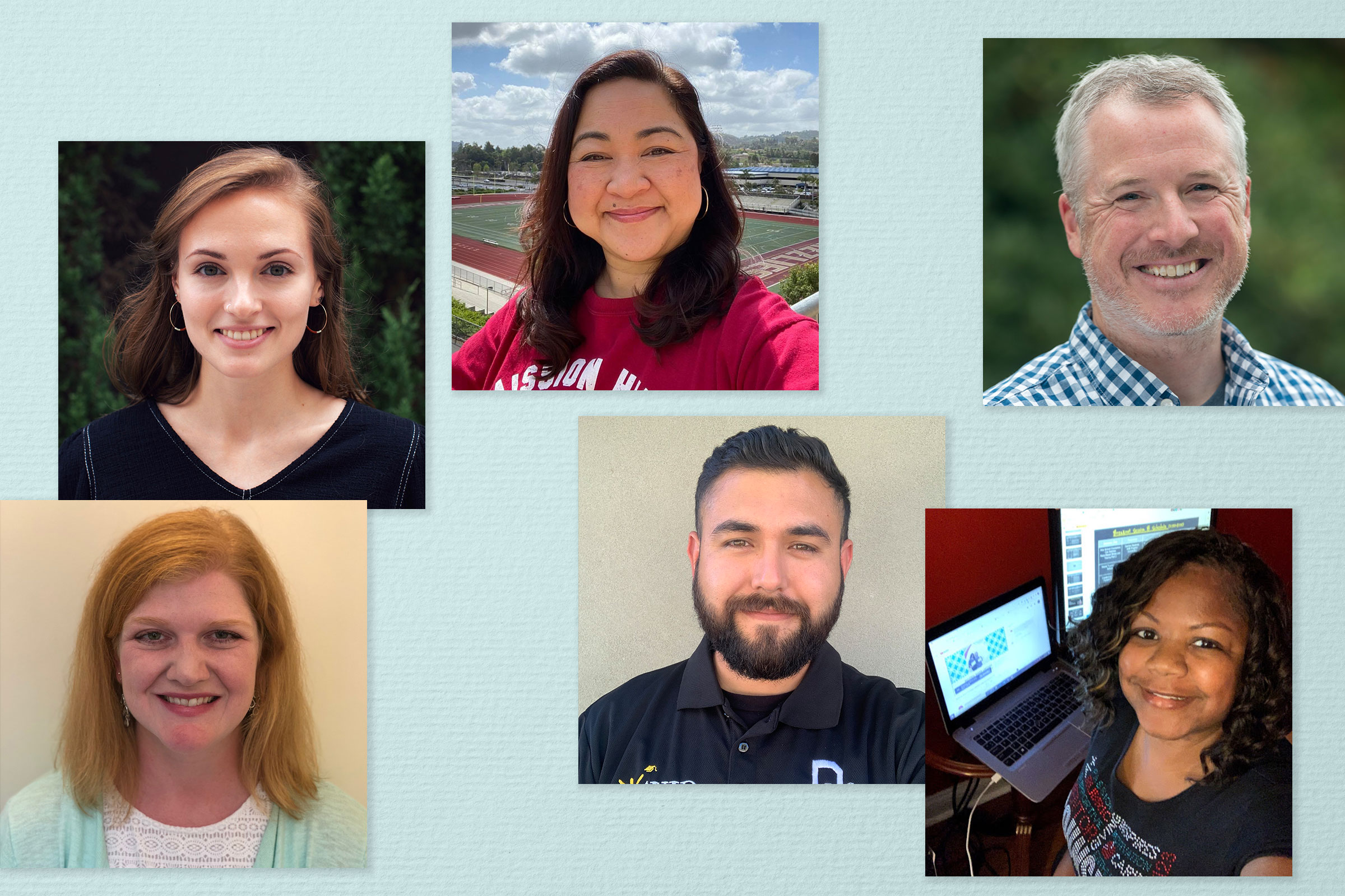 Clockwise from top left: Lesya Bazylewicz, Cherryl Baker, David Rion, Jennifer Segal, Camilo Macias, Tinika Campbell