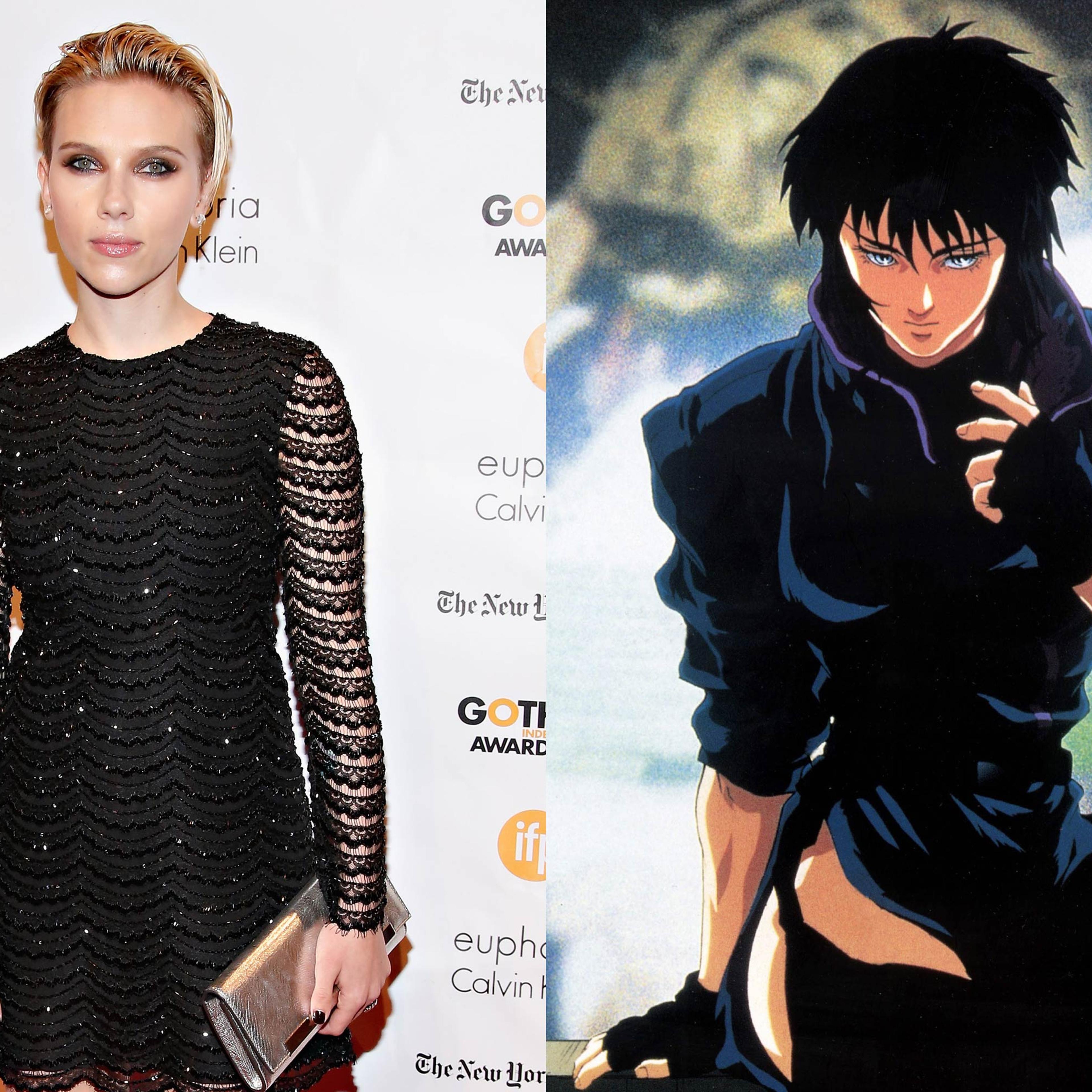 Left: Scarlett Johansson; Right: Major Motoko Kusanagi in <i>Ghost in the Shell</i>