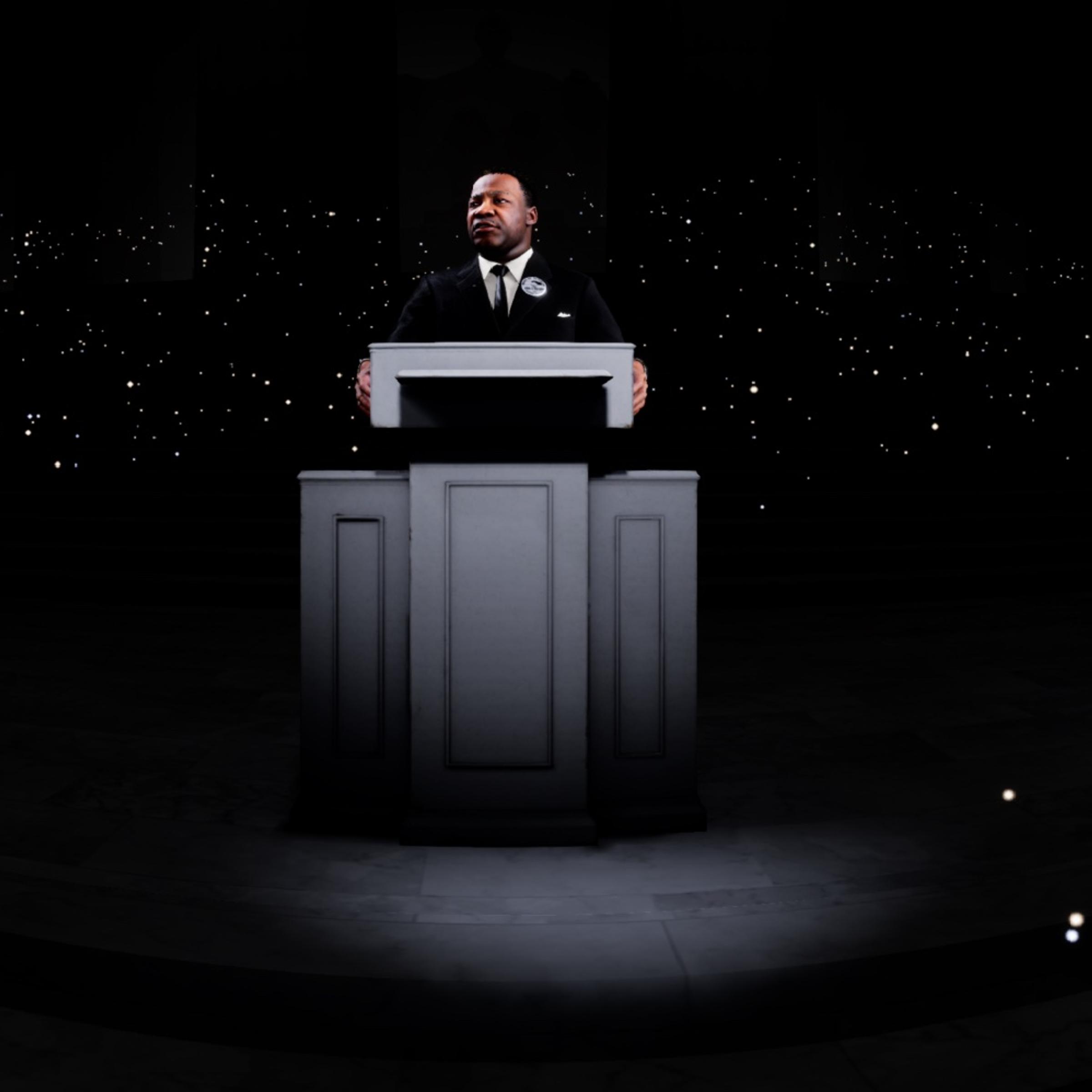 An avatar of Martin Luther King, Jr., as seen in the VR experience "The March 360."