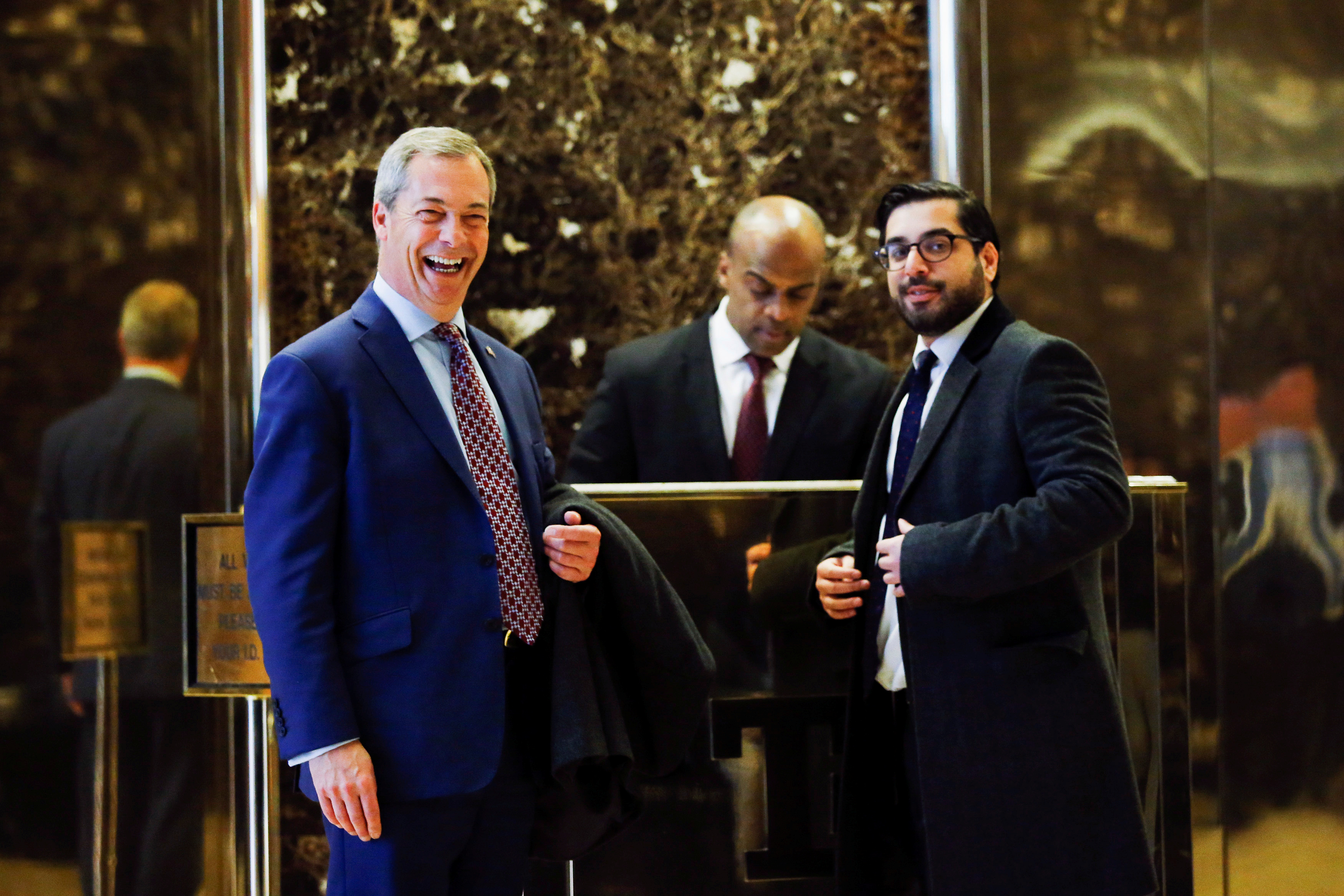 UKIP leader Nigel Farage arrives at Republican president-elect Donald Trump's Trump Tower in New York
