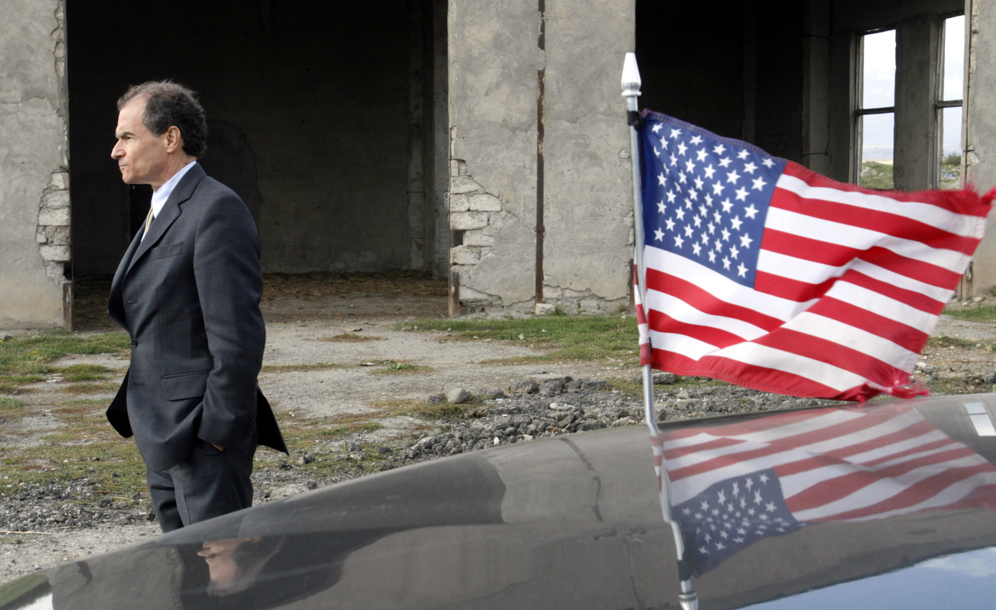 Then U.S. Assistant Secretary of State Daniel Fried visits the ethnic Georgian village of Nikozi, on the border of Russian-backed separatist region of South Ossetia, Oct. 19, 2008.