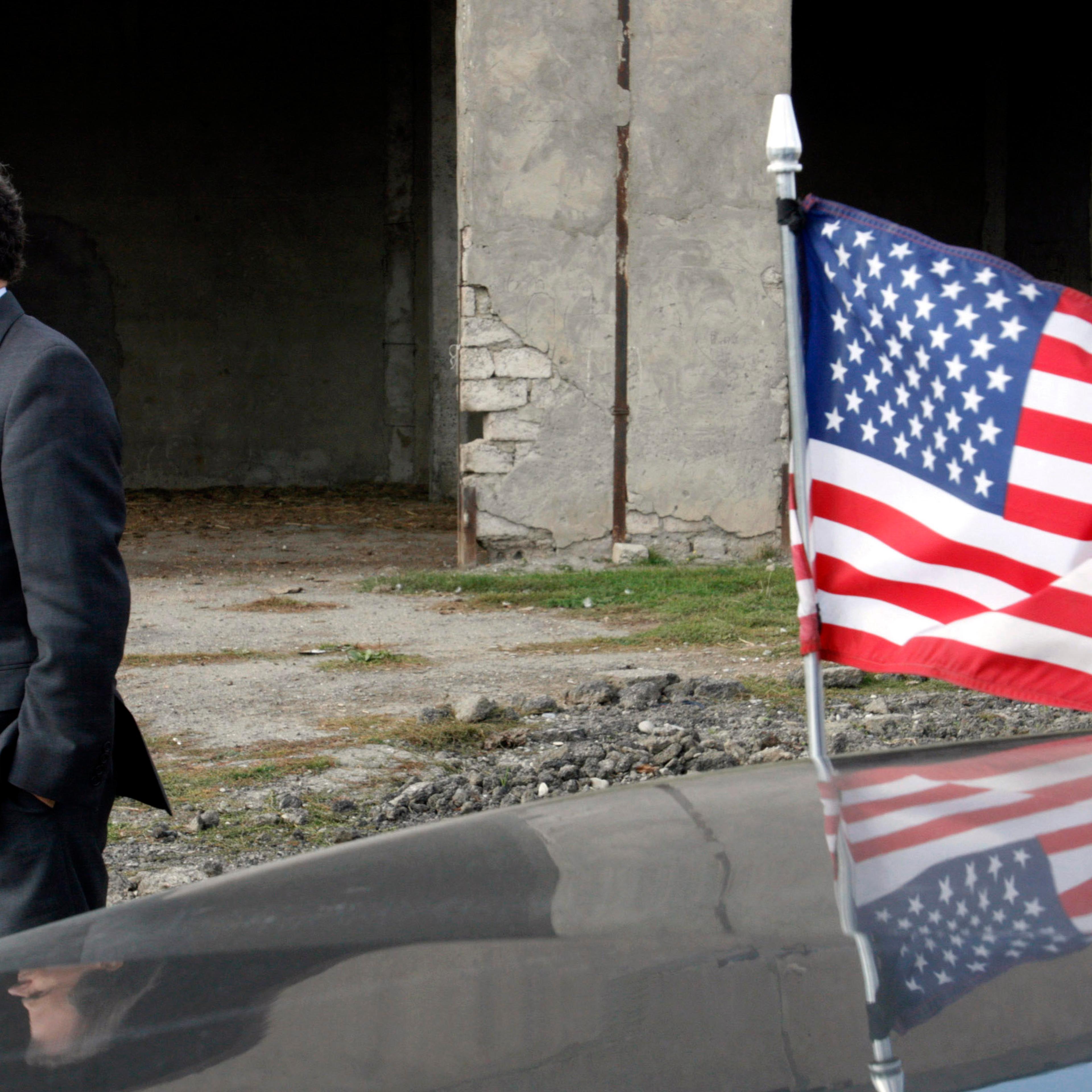 Then U.S. Assistant Secretary of State Daniel Fried visits the ethnic Georgian village of Nikozi, on the border of Russian-backed separatist region of South Ossetia, Oct. 19, 2008.