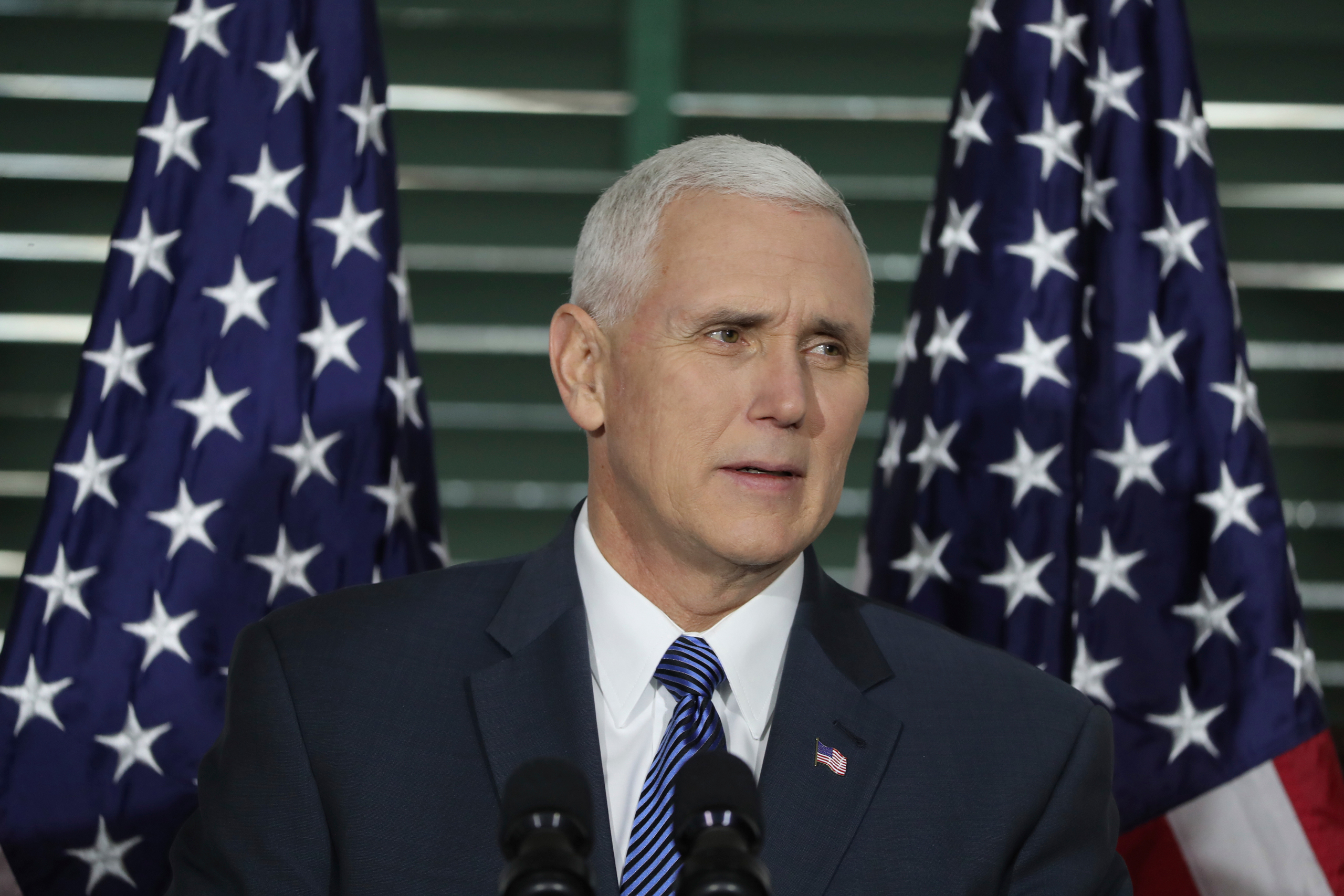 Vice President Mike Pence speaks at Congress Hall in Philadelphia on Saturday, Feb. 4, 2017, on the Constitution, role of the judiciary and the Supreme Court nomination of Neil Gorsuch. The event was hosted by the Federalist Society, a conservative legal