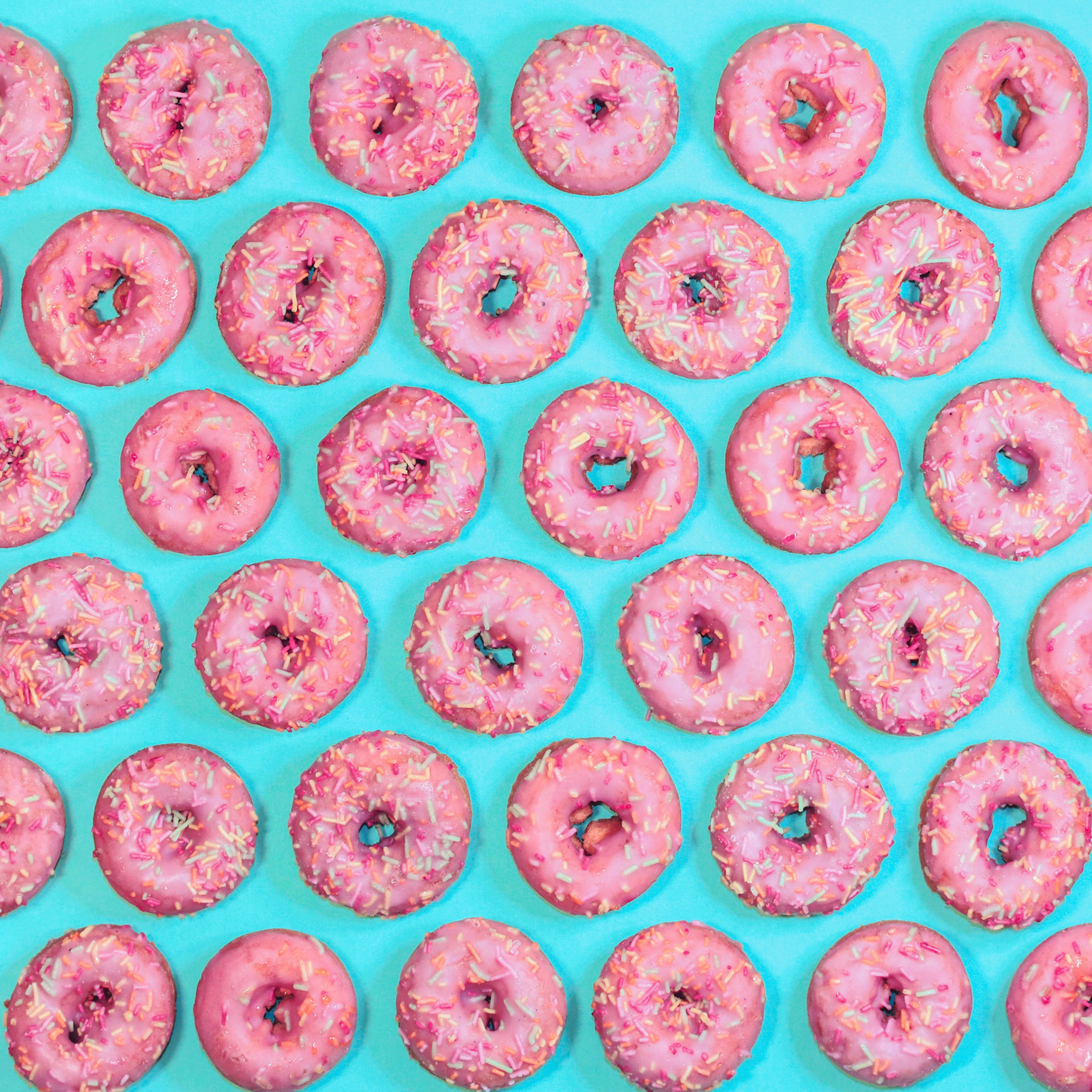 Pink frosted doughnuts