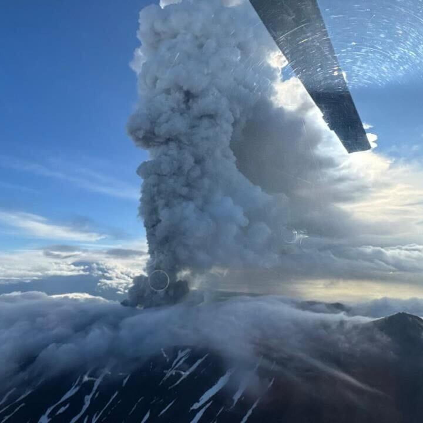 The Krasheninnikov volcanic eruption, photographed on Aug 3, 2025, by a Snow Valley tour guide, on Russia’s Kamchatka Peninsula.