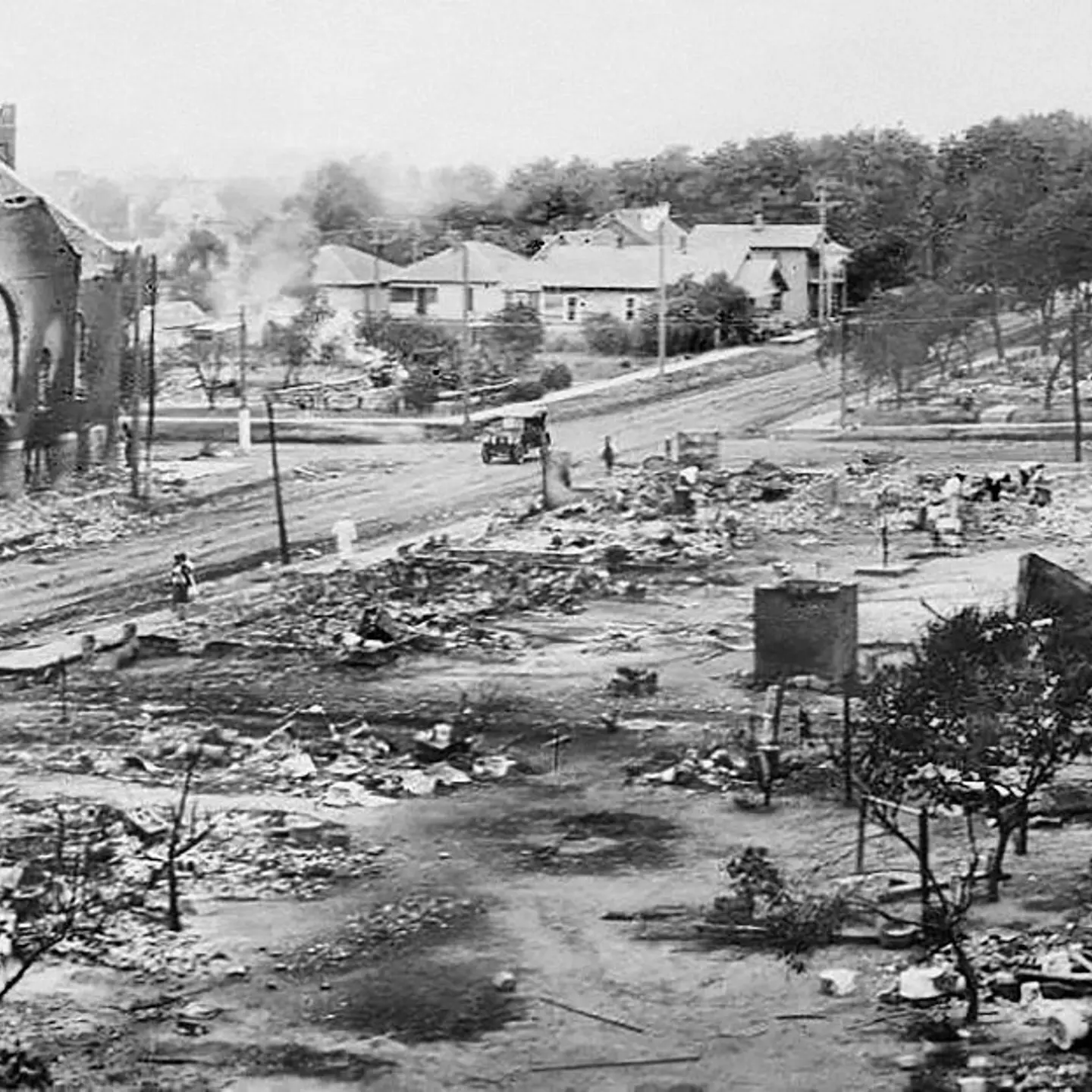 Part of Greenwood District burned in Race Riots, Tulsa, Oklahoma, USA, June 1921