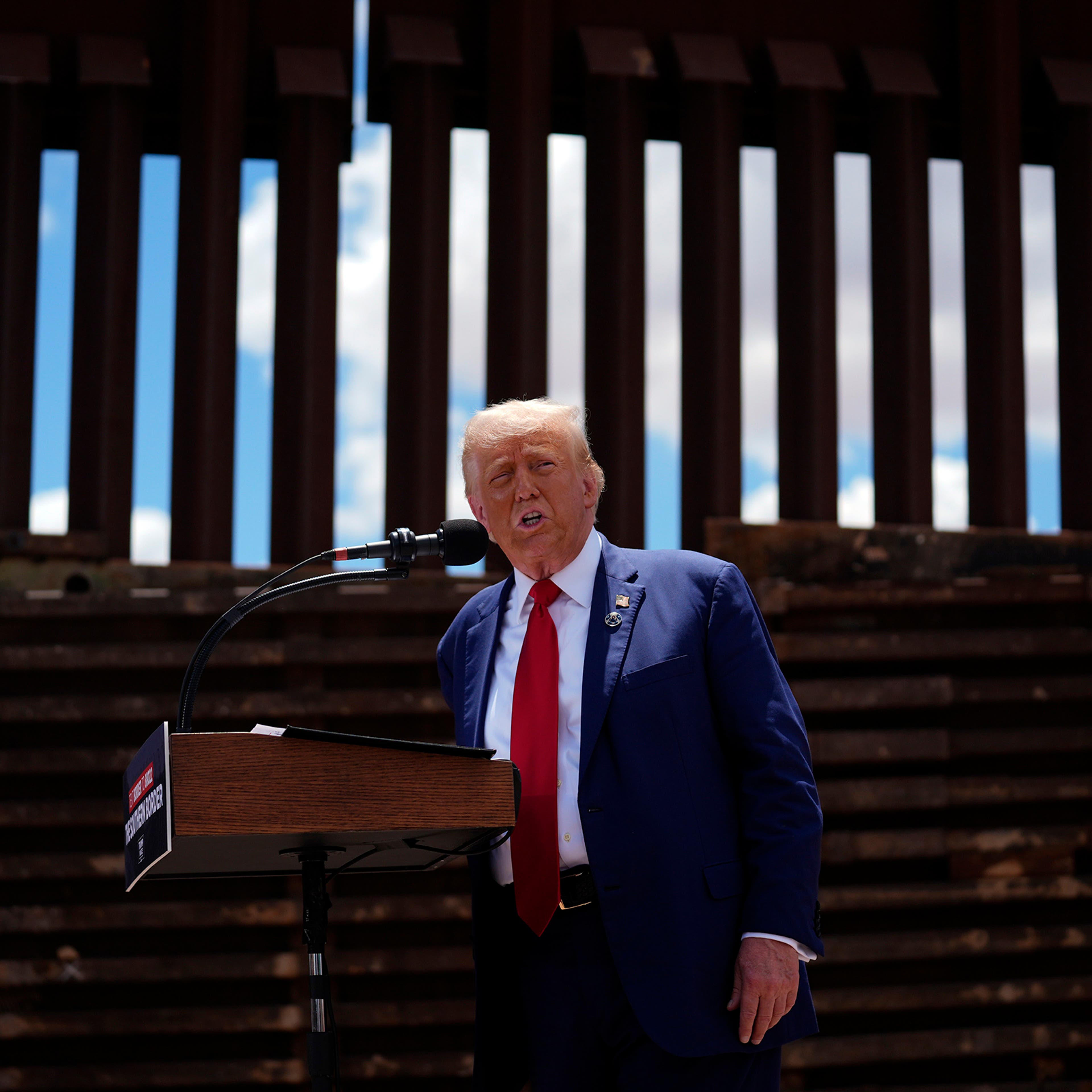 President-elect Donald Trump speaks along the southern U.S.-Mexico border in Sierra Vista, Ariz., on Aug. 22, 2024.
