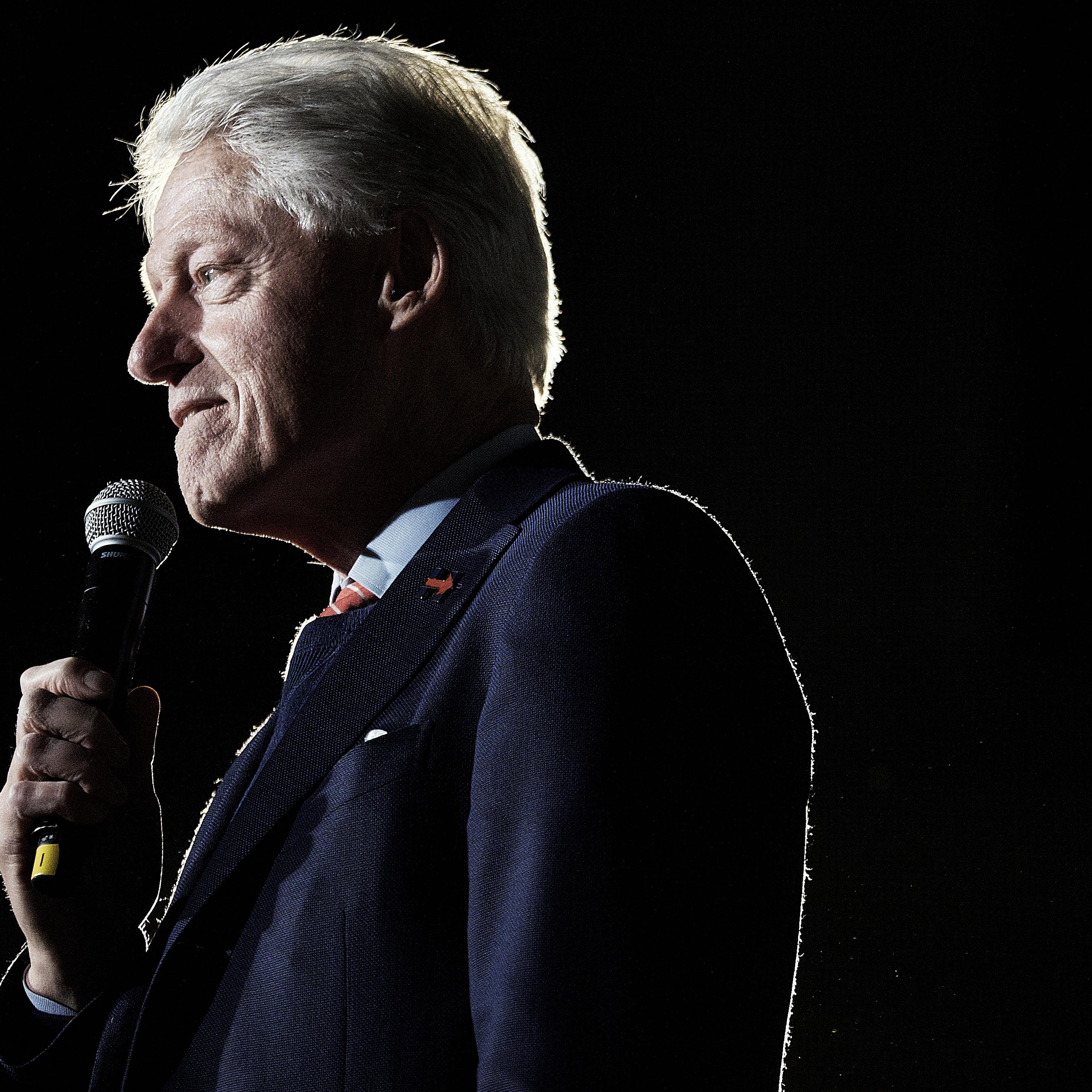 Bill Clinton, former U.S. President and husband of former U.S. Secretary of State and 2016 Democratic presidential candidate Hillary Clinton, speaks to the crowd, during a town hall event at the Columbia Museum of Art Boyd Plaza in Columbia, S.C., on Feb