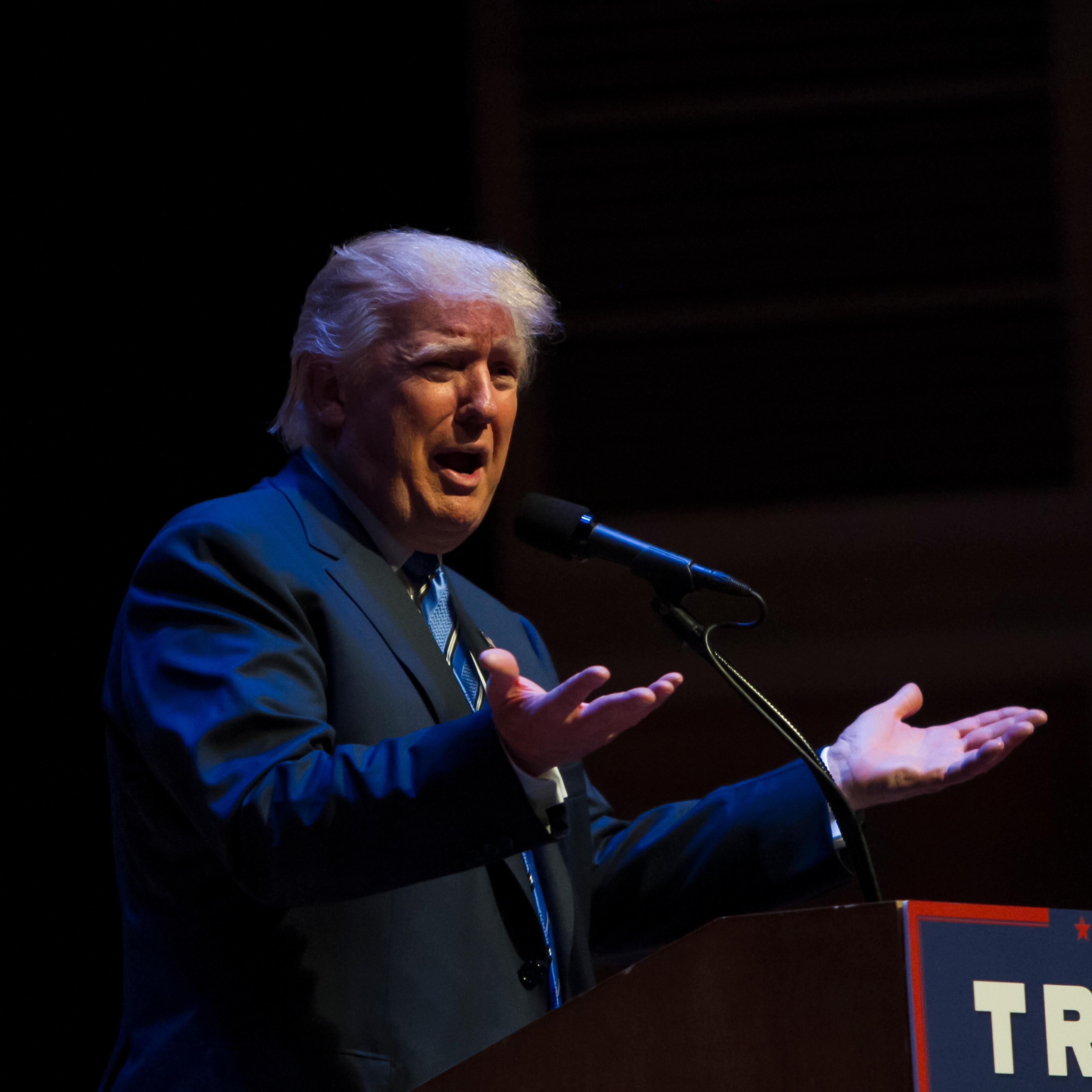 Republican Presidential candidate Donald Trump speaks at the Merrill Auditorium in Portland, Maine, on Aug. 4, 2016.