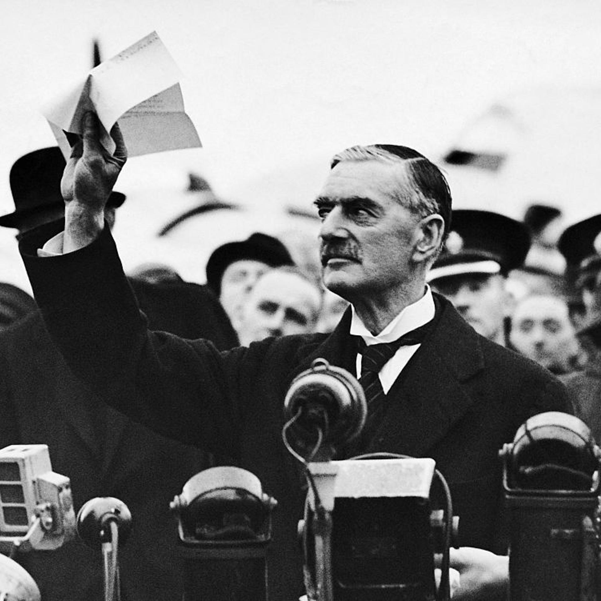 Politician waving the Anglo-German Agreement