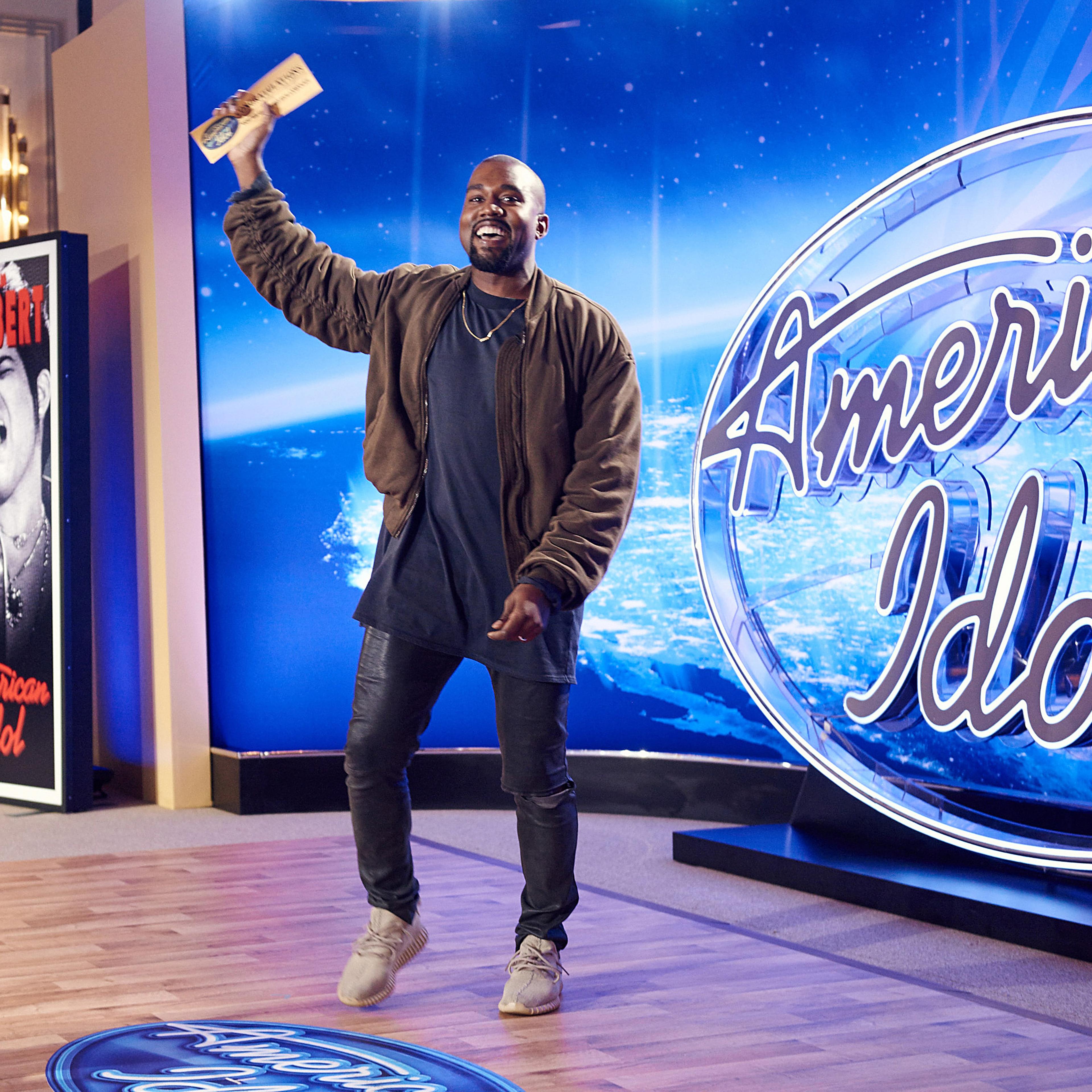 Kanye West surprises the Judges and Ryan Seacrest on American Idol by auditioning in San Francisco on Oct. 10, 2015.