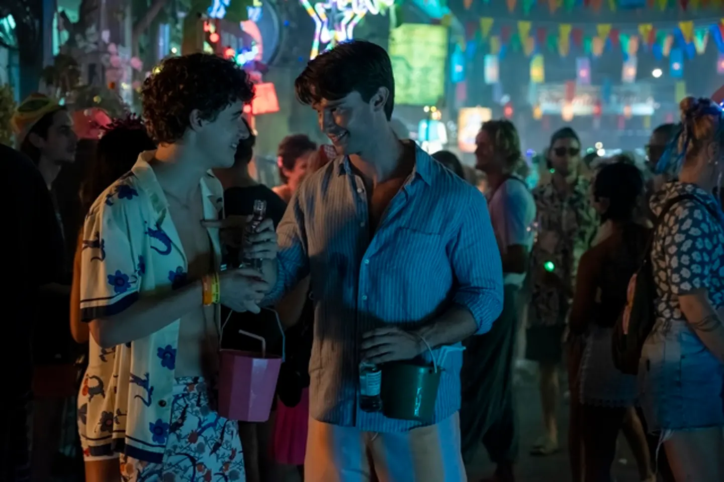 Sam Nivola, left, and Patrick Schwarzenegger in The White Lotus Season 3, Episode 5