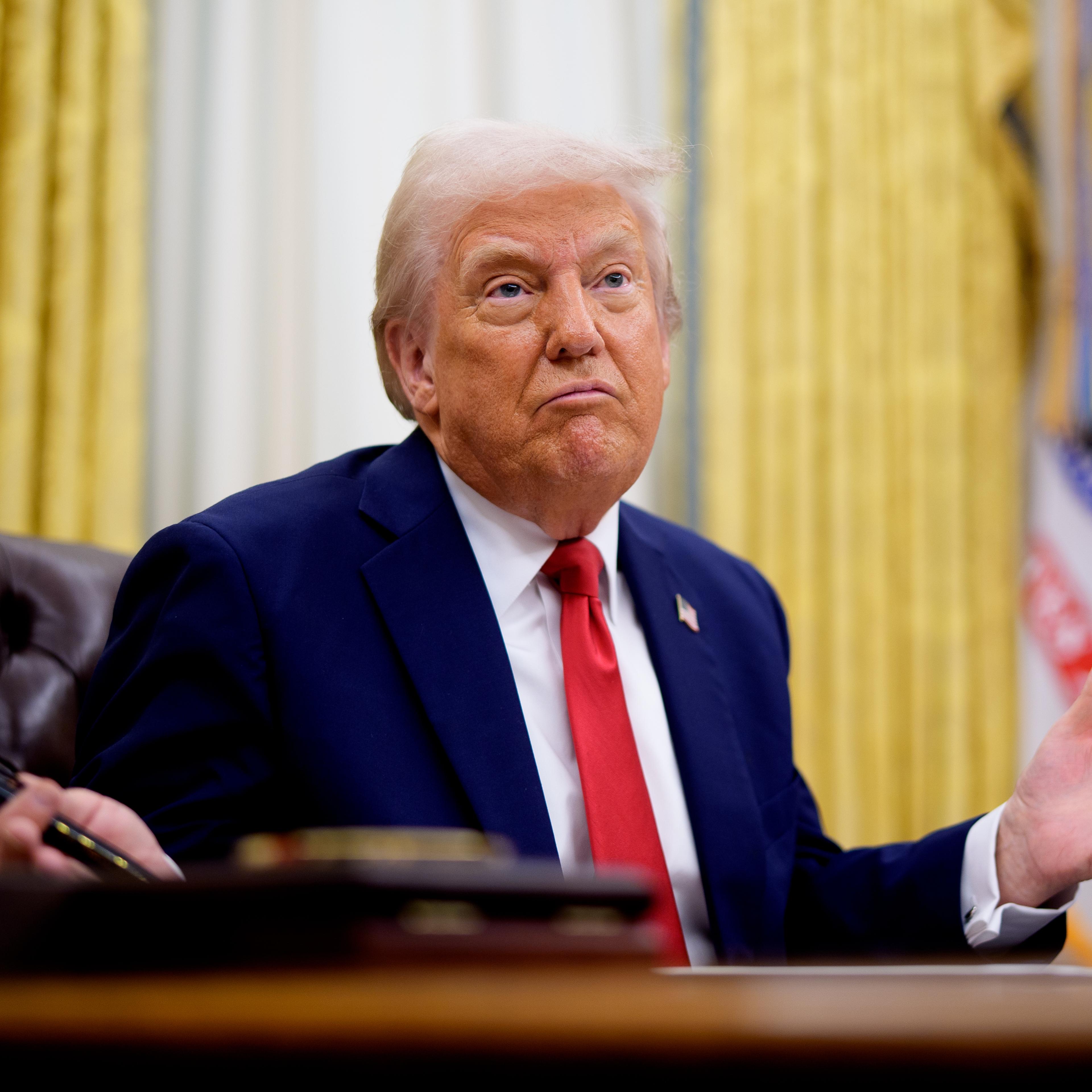 President Trump Signs Executive Orders In The Oval Office