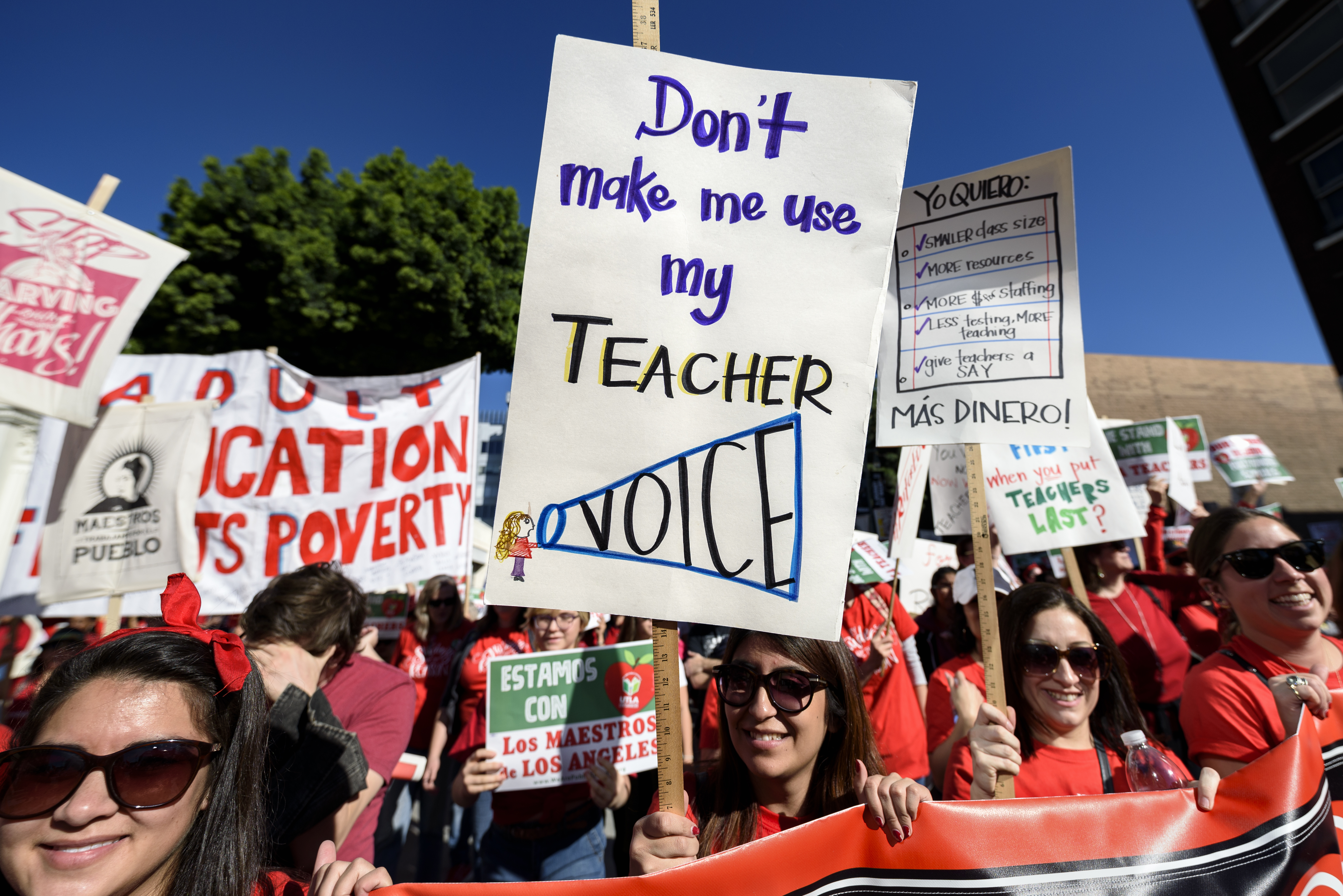 Teachers March In Los Angeles