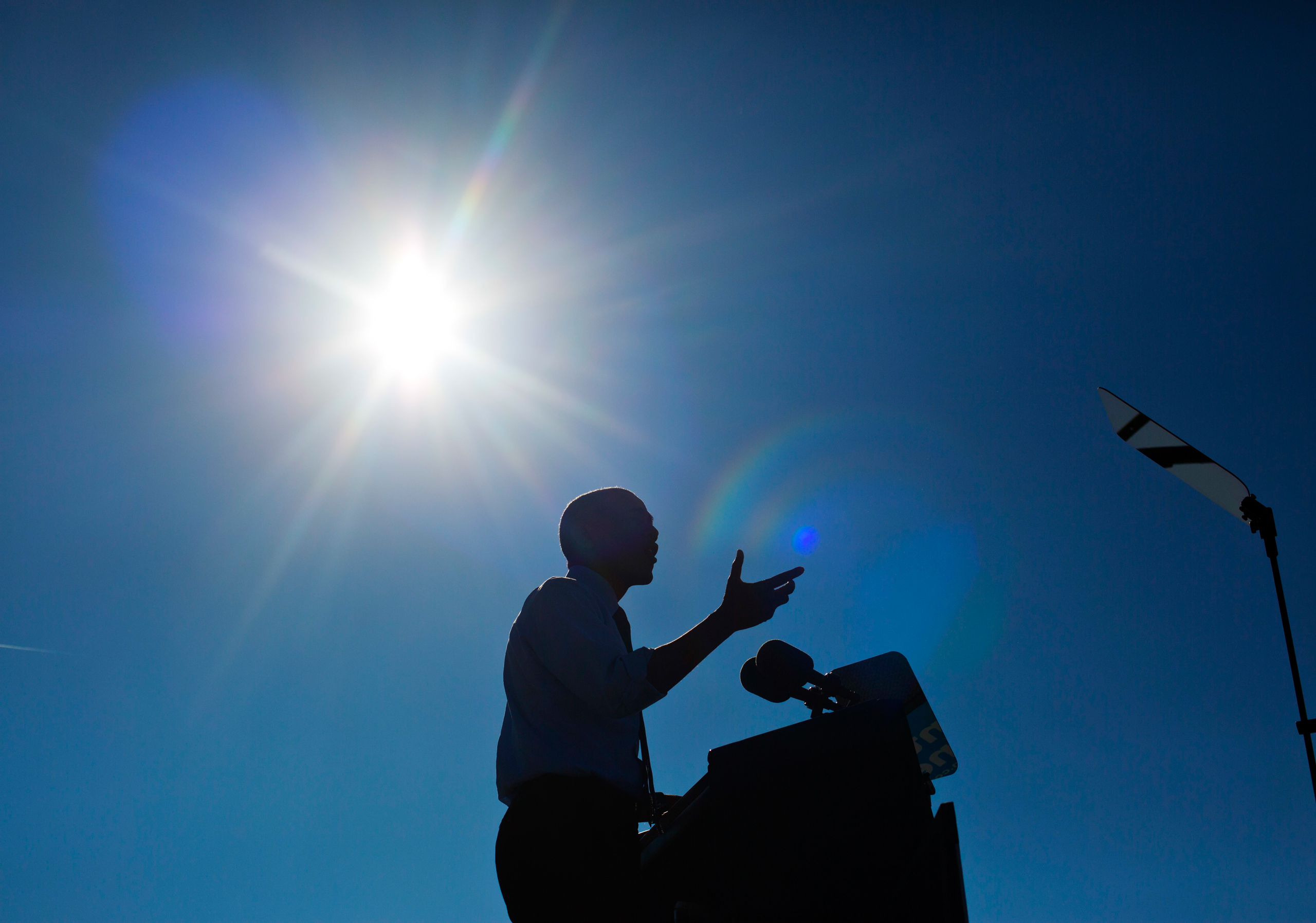 President Barack Obama speaks at the University of Michigan in Ann Arbor, Mich., Monday, Nov. 7, 2016, during a campaign rally for Democratic presidential candidate Hillary Clinton. (AP Photo/Pablo Martinez Monsivais)
