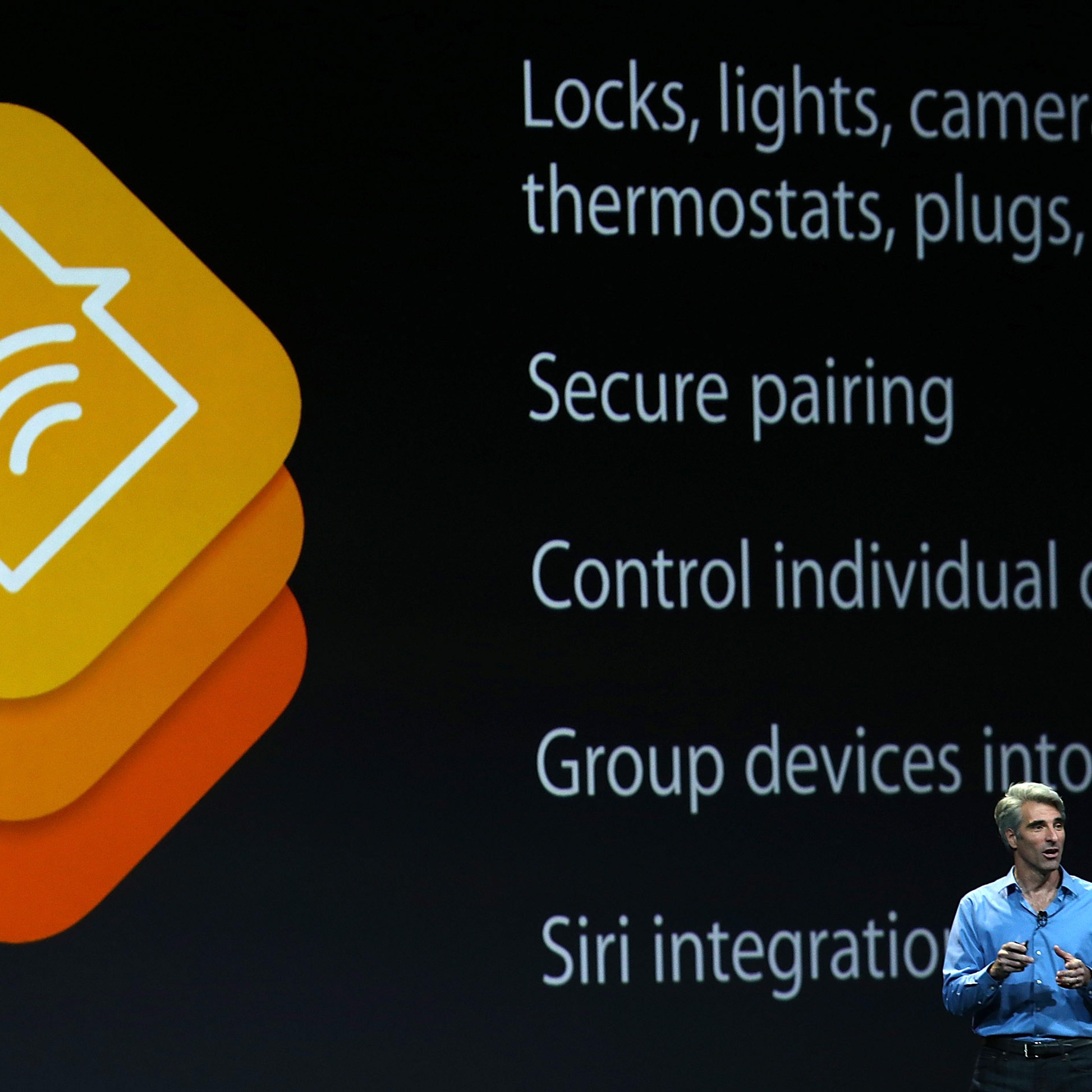 Apple Senior Vice President of Software Engineering Craig Federighi at the Apple Worldwide Developers Conference at the Moscone West center on June 2, 2014 in San Francisco.