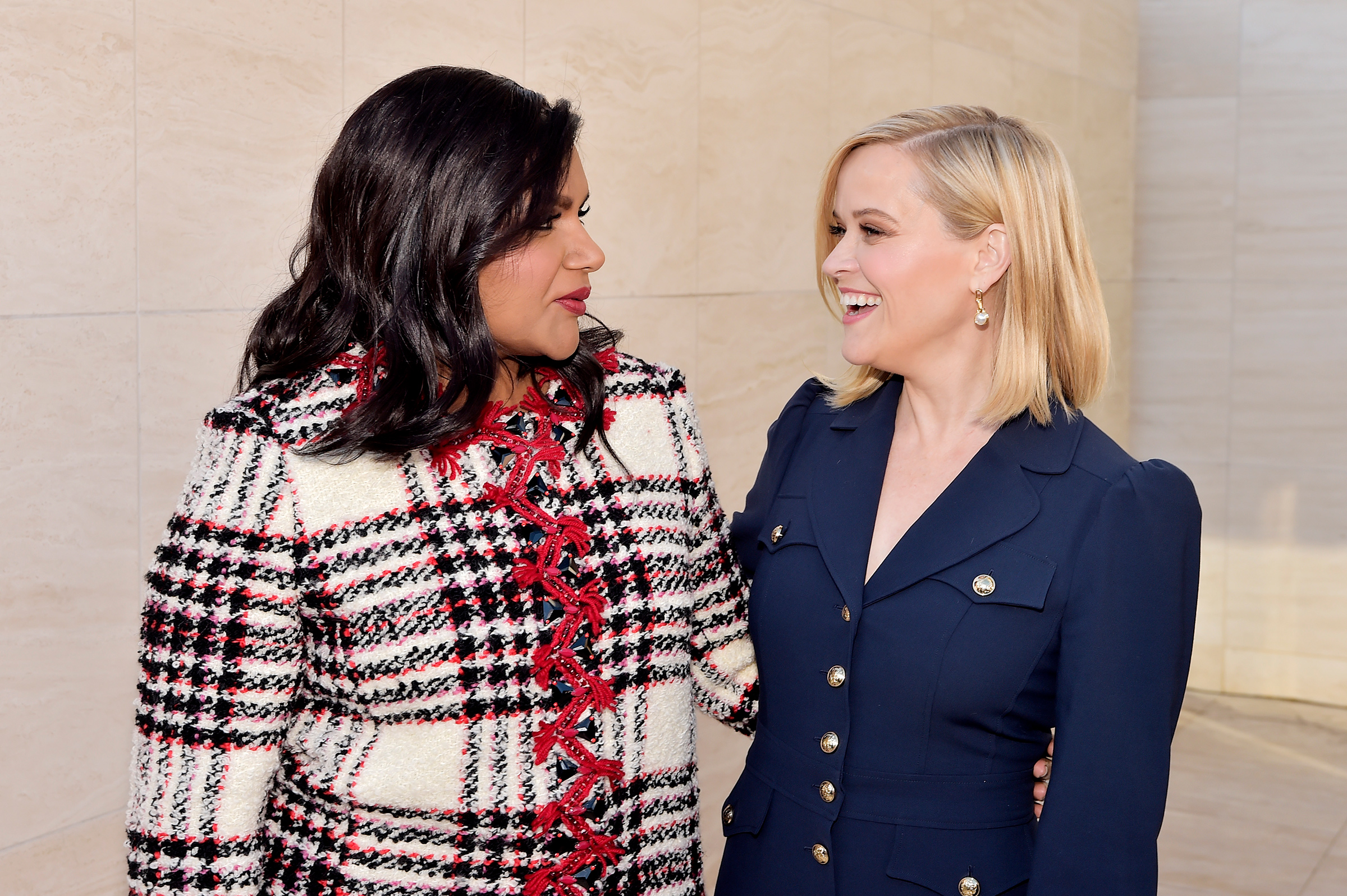 Mindy Kaling and Reese Witherspoon attend the Hollywood Reporter's Dec. 2019 Power 100 Women in Entertainment event in Los Angeles.