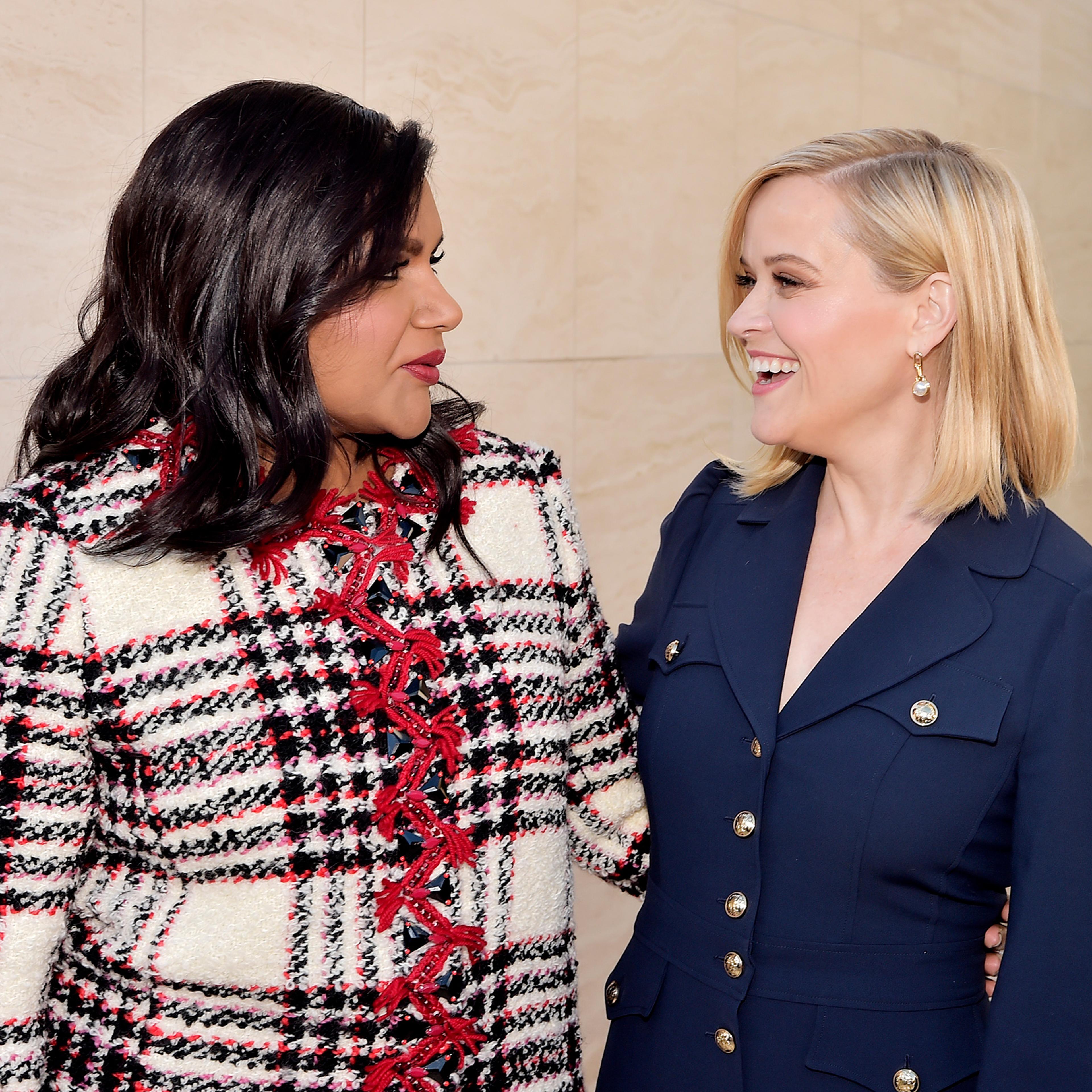 Mindy Kaling and Reese Witherspoon attend the Hollywood Reporter's Dec. 2019 Power 100 Women in Entertainment event in Los Angeles.