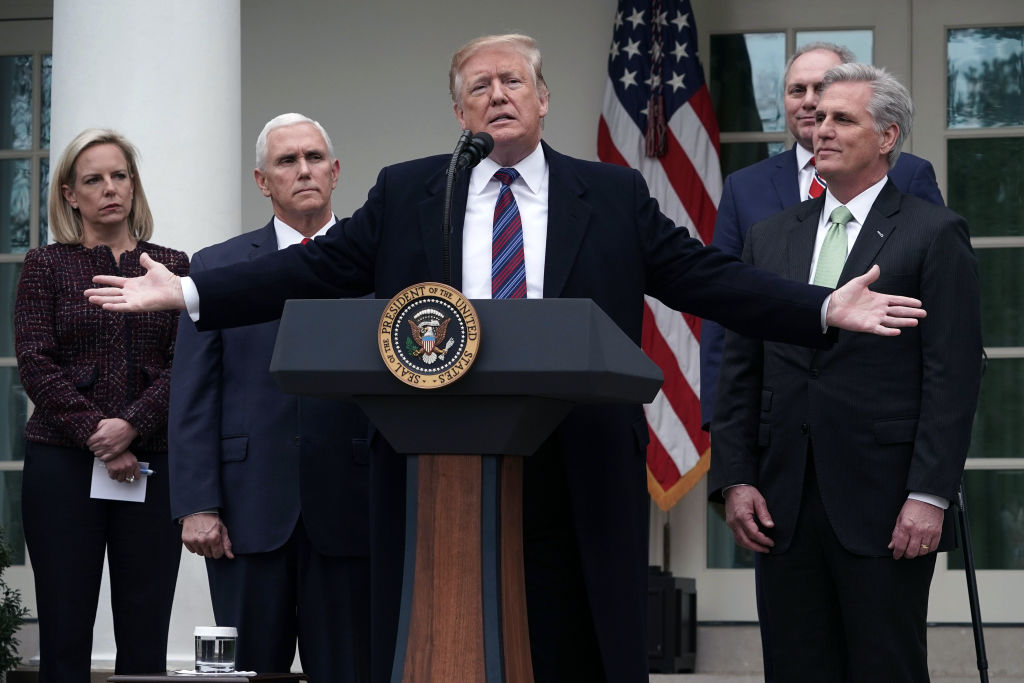 President Trump Speaks In The Rose Garden Of White House After Meeting With Congressional Leaders On Gov't Shutdown
