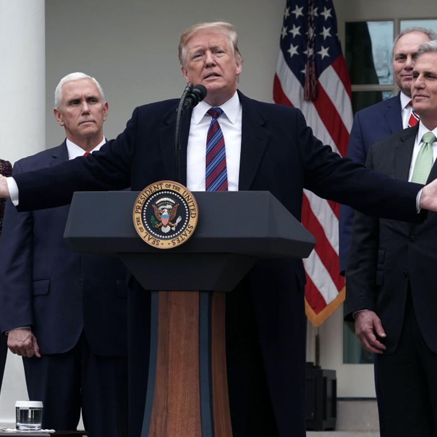 President Trump Speaks In The Rose Garden Of White House After Meeting With Congressional Leaders On Gov't Shutdown