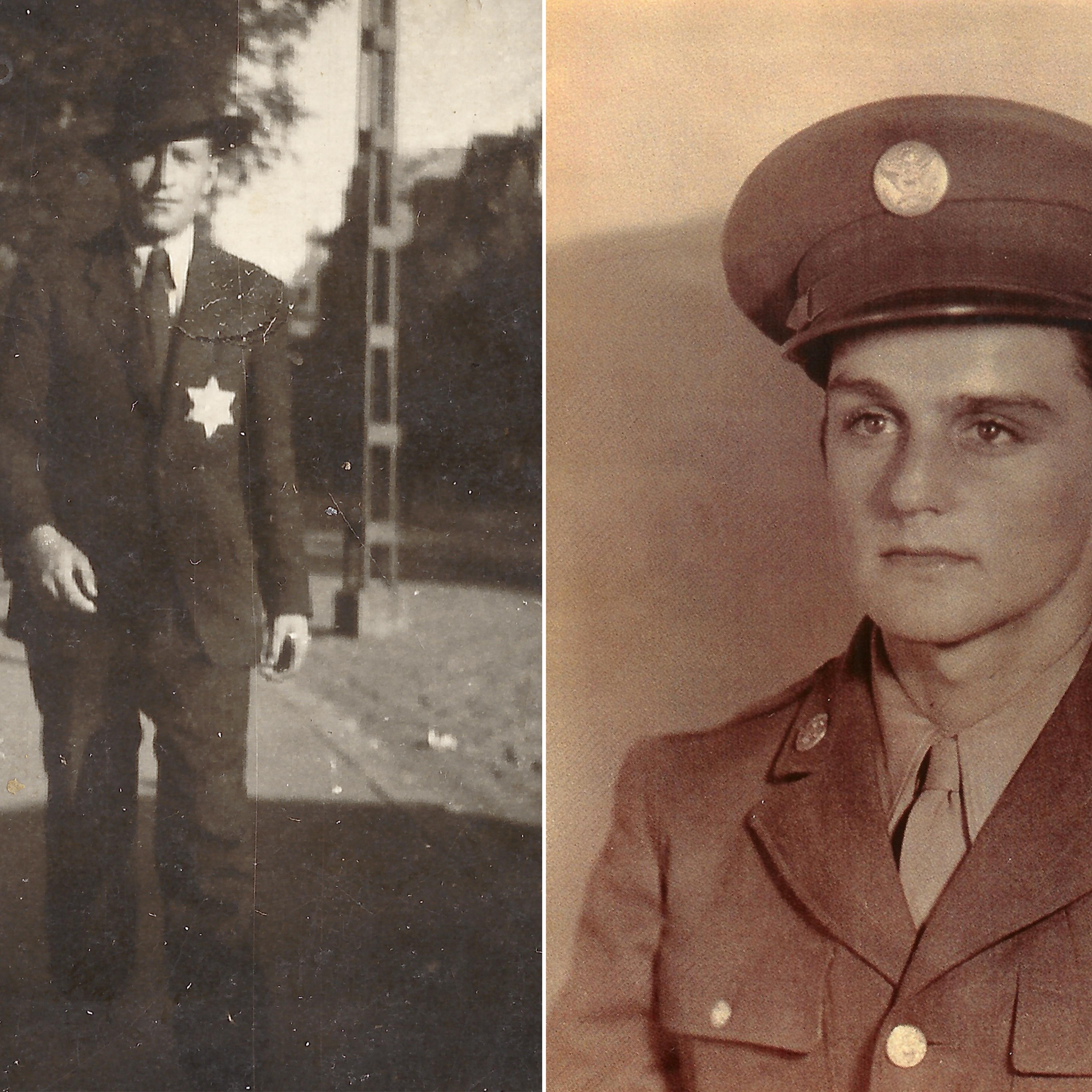 (Left) Nandor Katz in Budapest, Hungary, circa 1943. (Right) Alan Moskin, 18, at Camp Blanding in Florida, on Oct. 30, 1944.