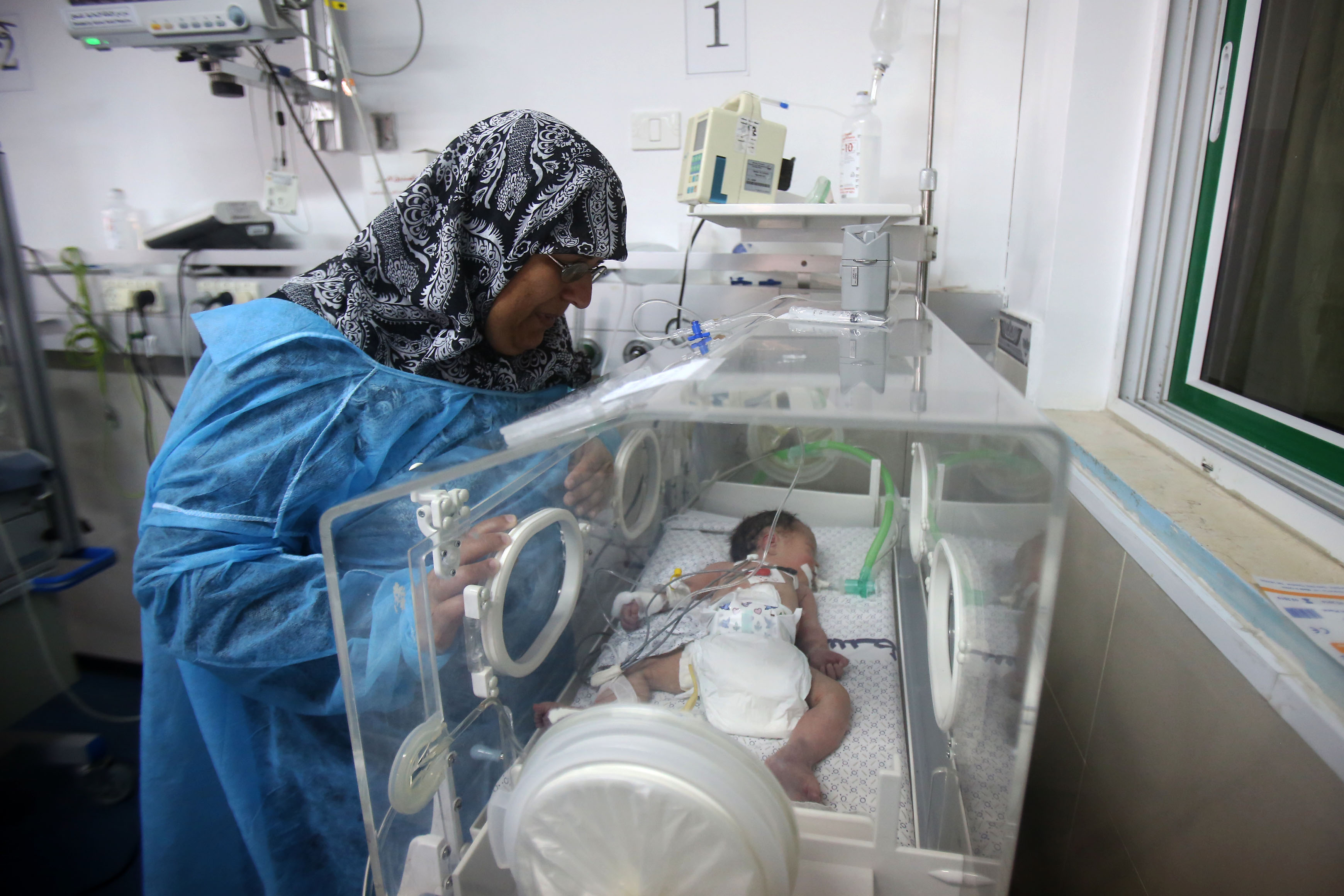 Gazain baby treated at health centre in Gaza