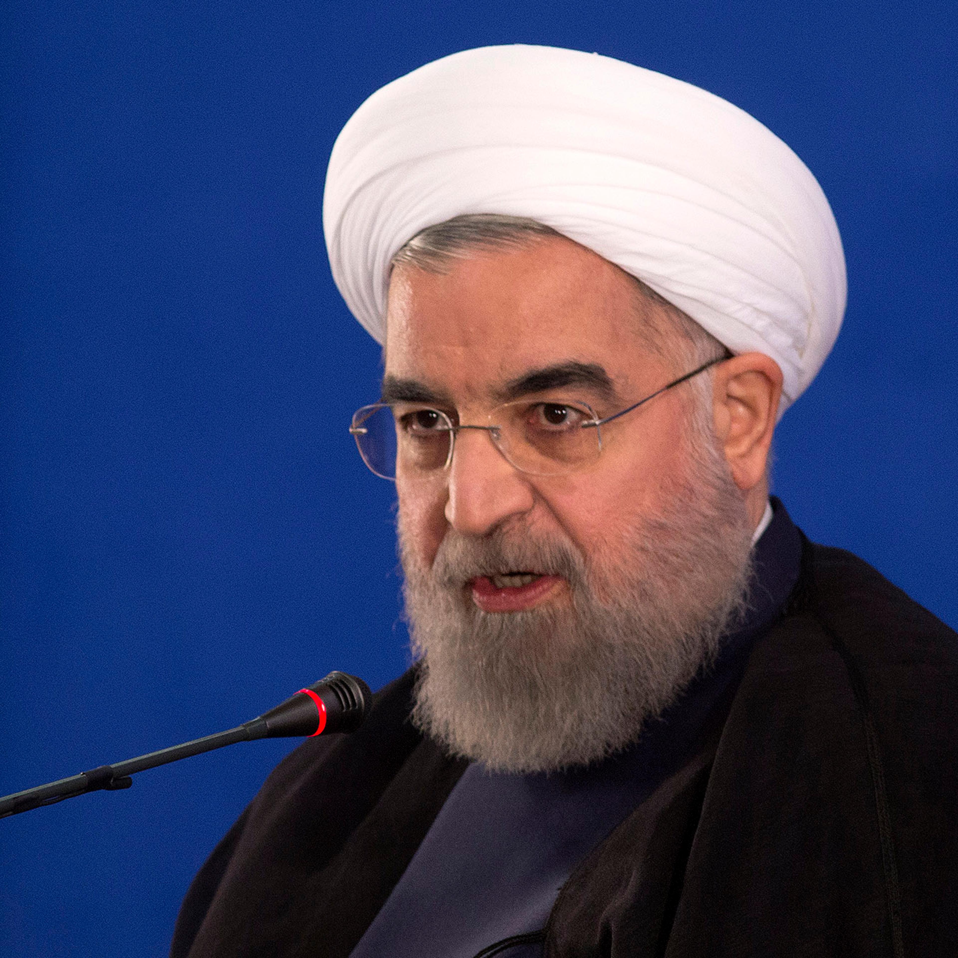 Iranian President Hassan Rouhani Gives A Press Conference In Tehran