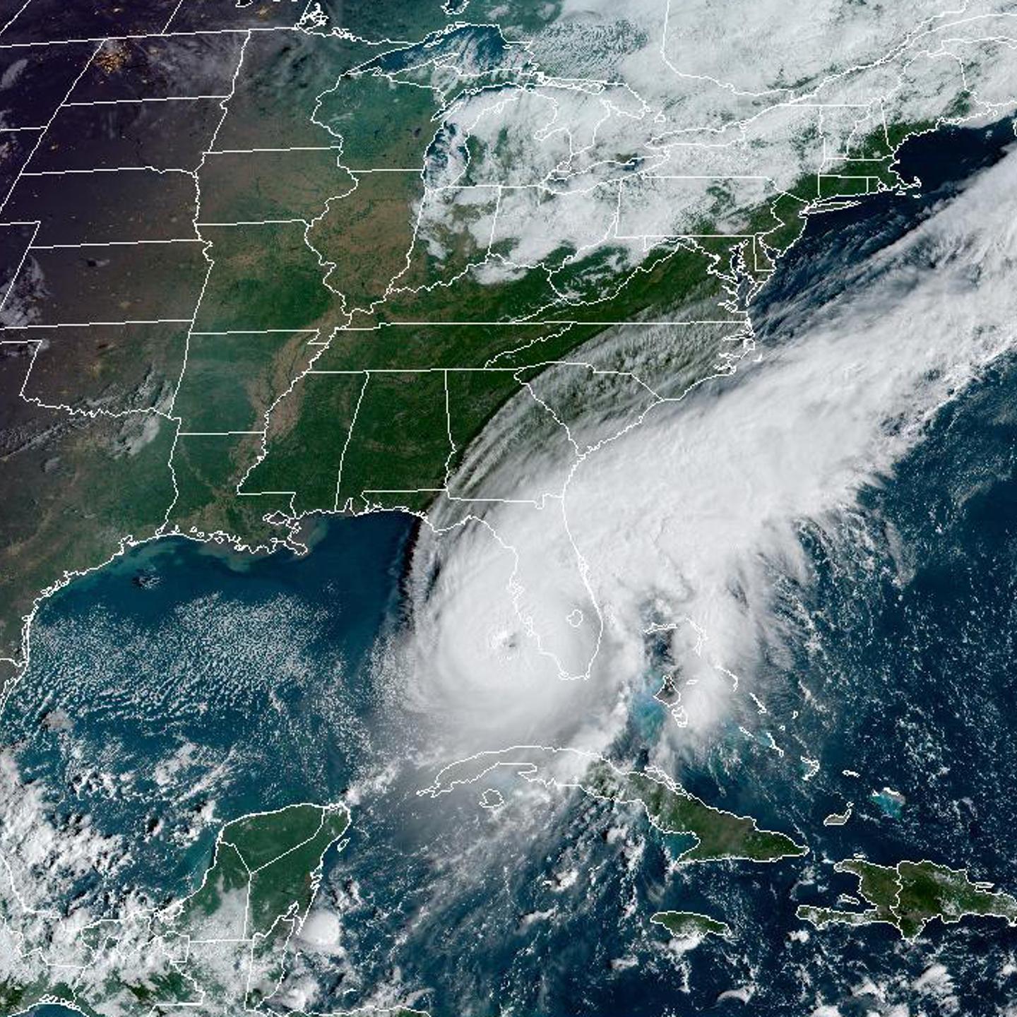 A satellite image of Hurricane Ian in the Gulf of Mexico on Sept. 28, 2022.