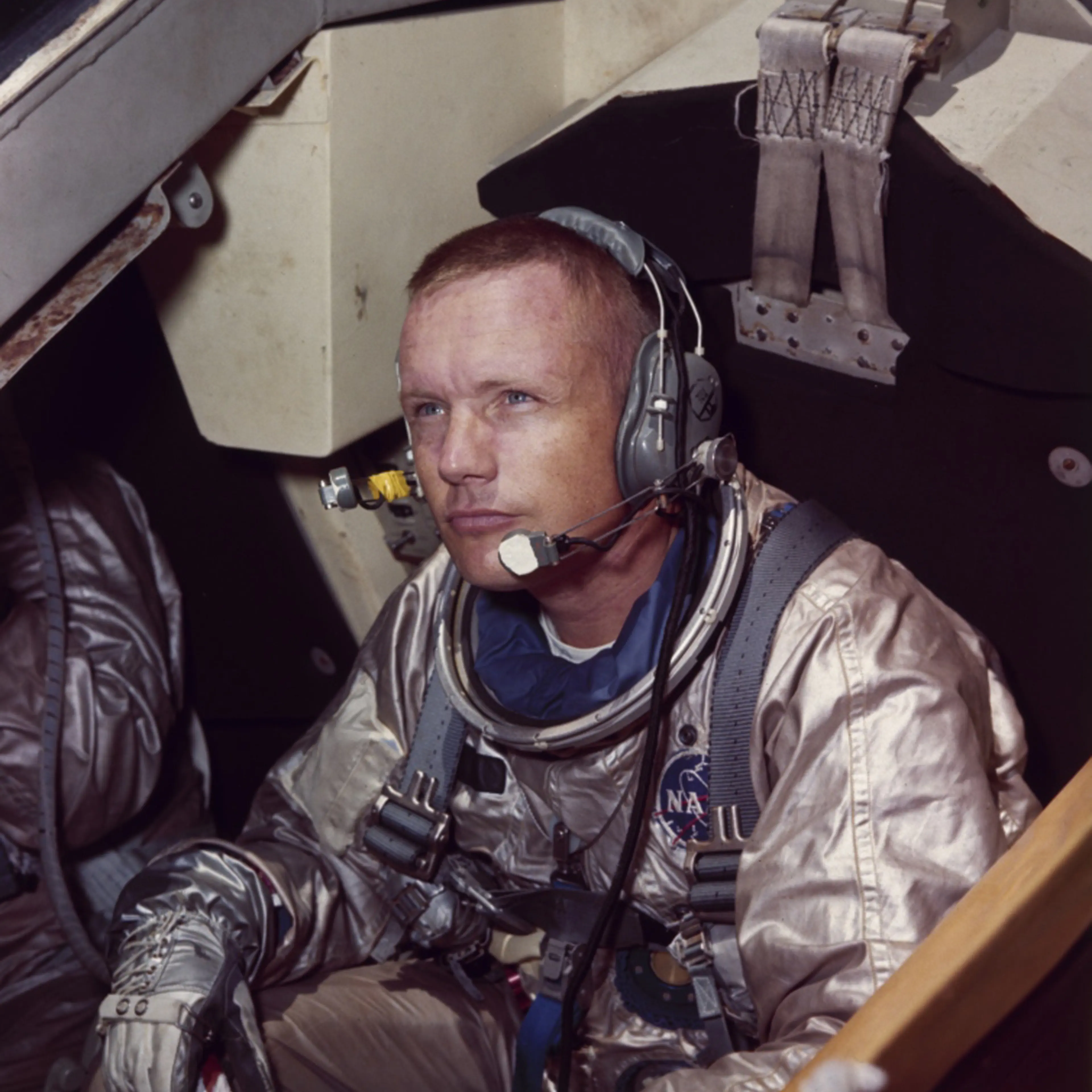 Neil Armstrong, commander of the Apollo 11 mission to moon, in training for his work on the lunar surface, 1969.