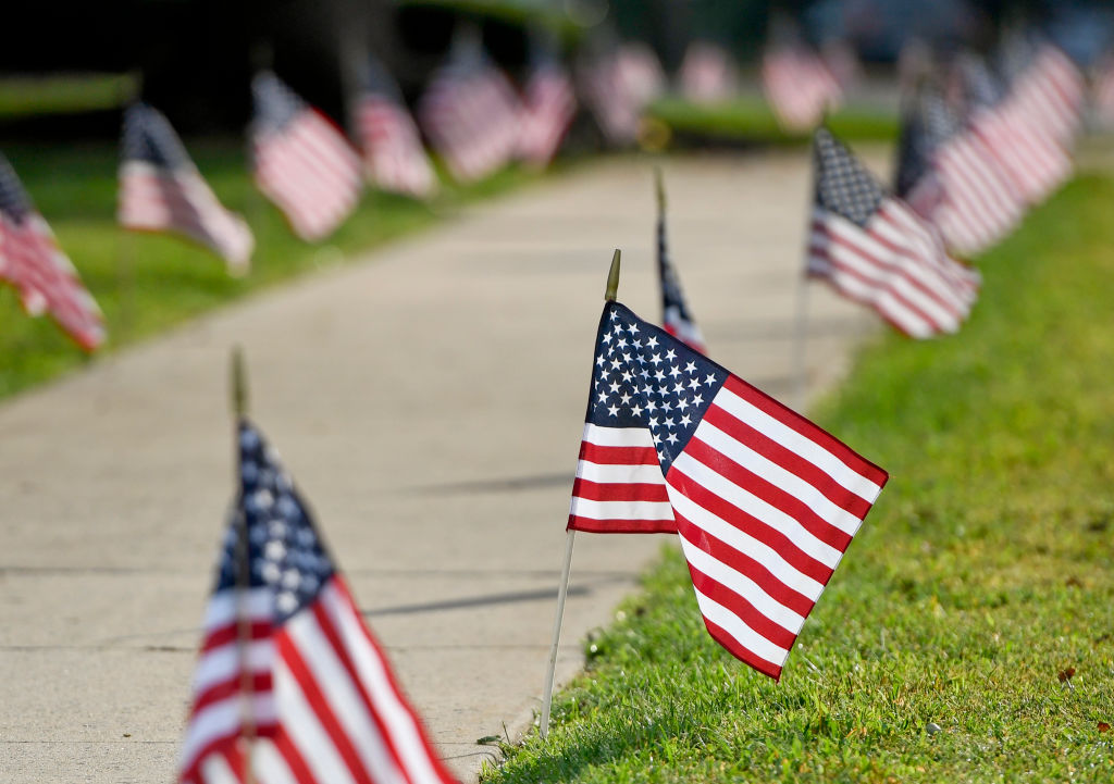 Flags Placed By High School JROTC In Memory Of 9/11 Terrorist Attacks