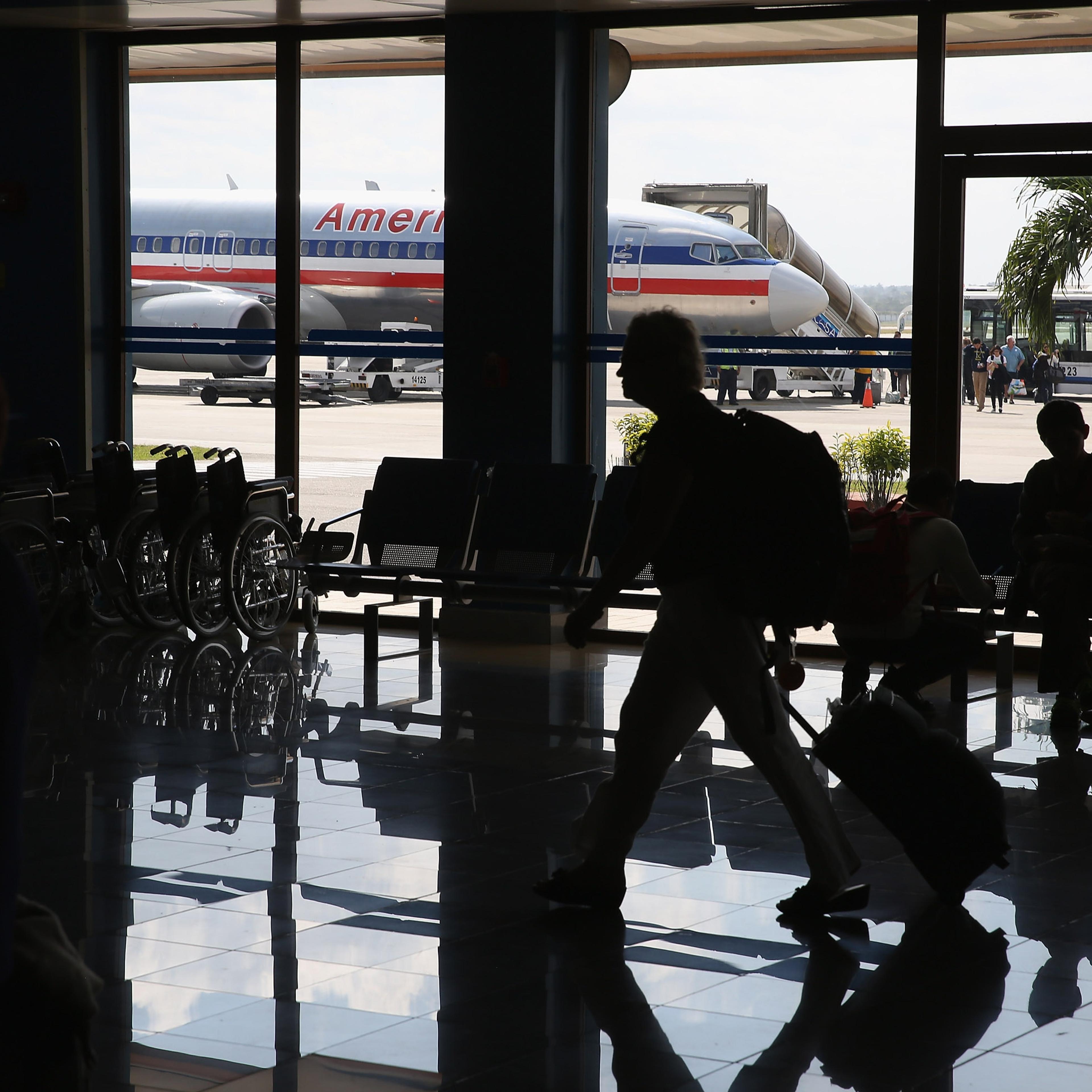 A charger jet, operated by American Airlines, is parked on the tarmac at Jose Marti International Airport after flying directly from Miami January 19, 2015 in Havana, Cuba.