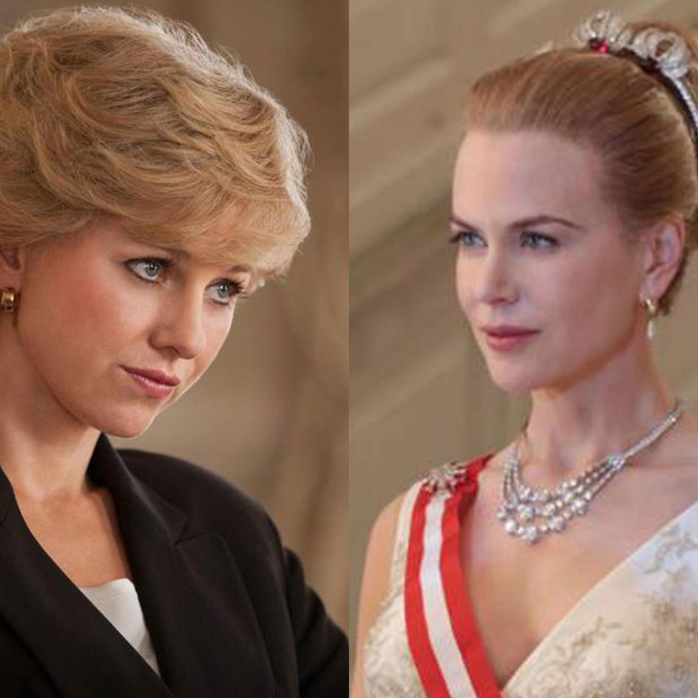 From left: Naomi Watts as Princess Diana in Diana, and Nicole Kidman as Princess Grace in Grace of Monaco.
