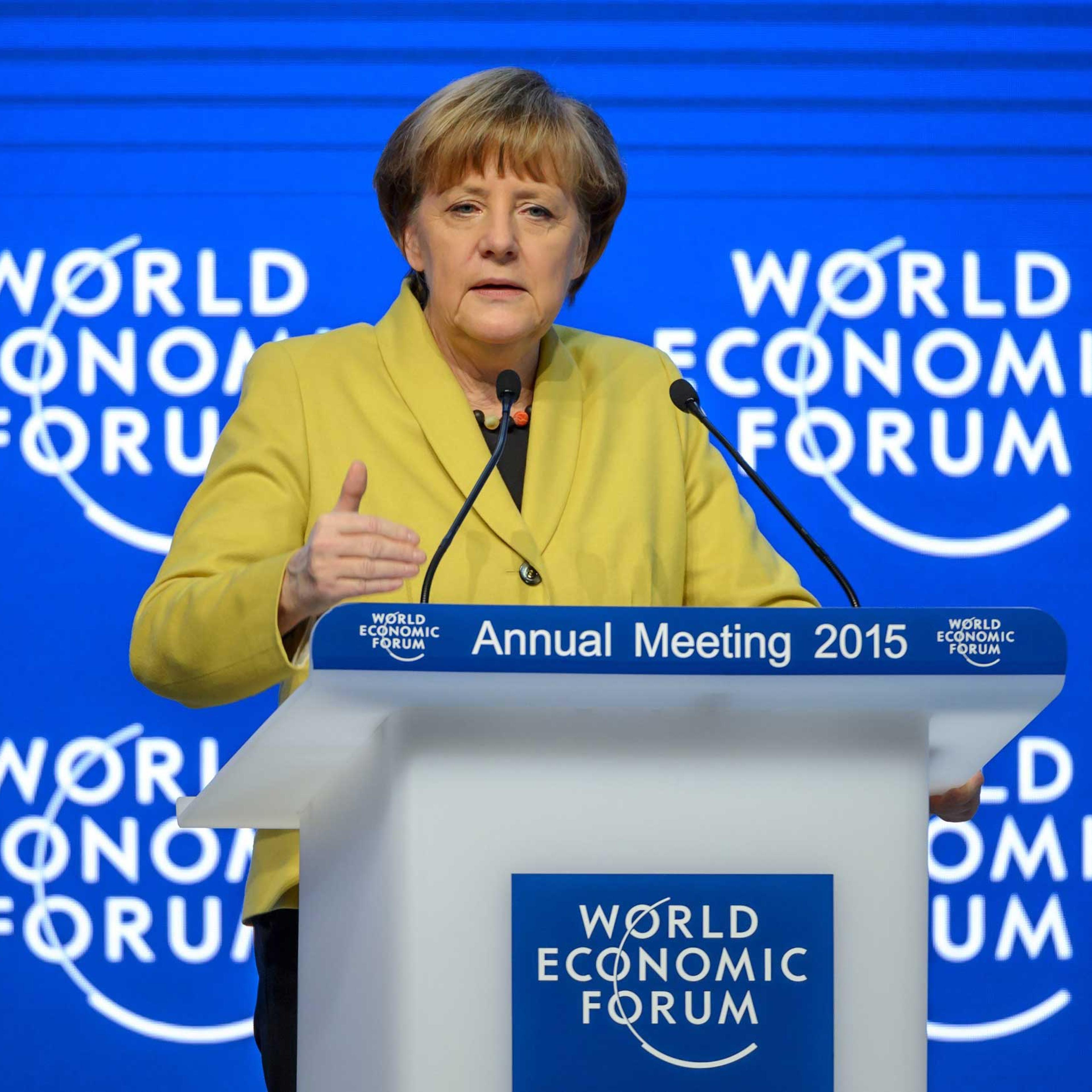 German Chancellor Angela Merkel attends a session of the World Economic Forum (WEF) annual meeting on Jan. 22, 2015 in Davos.